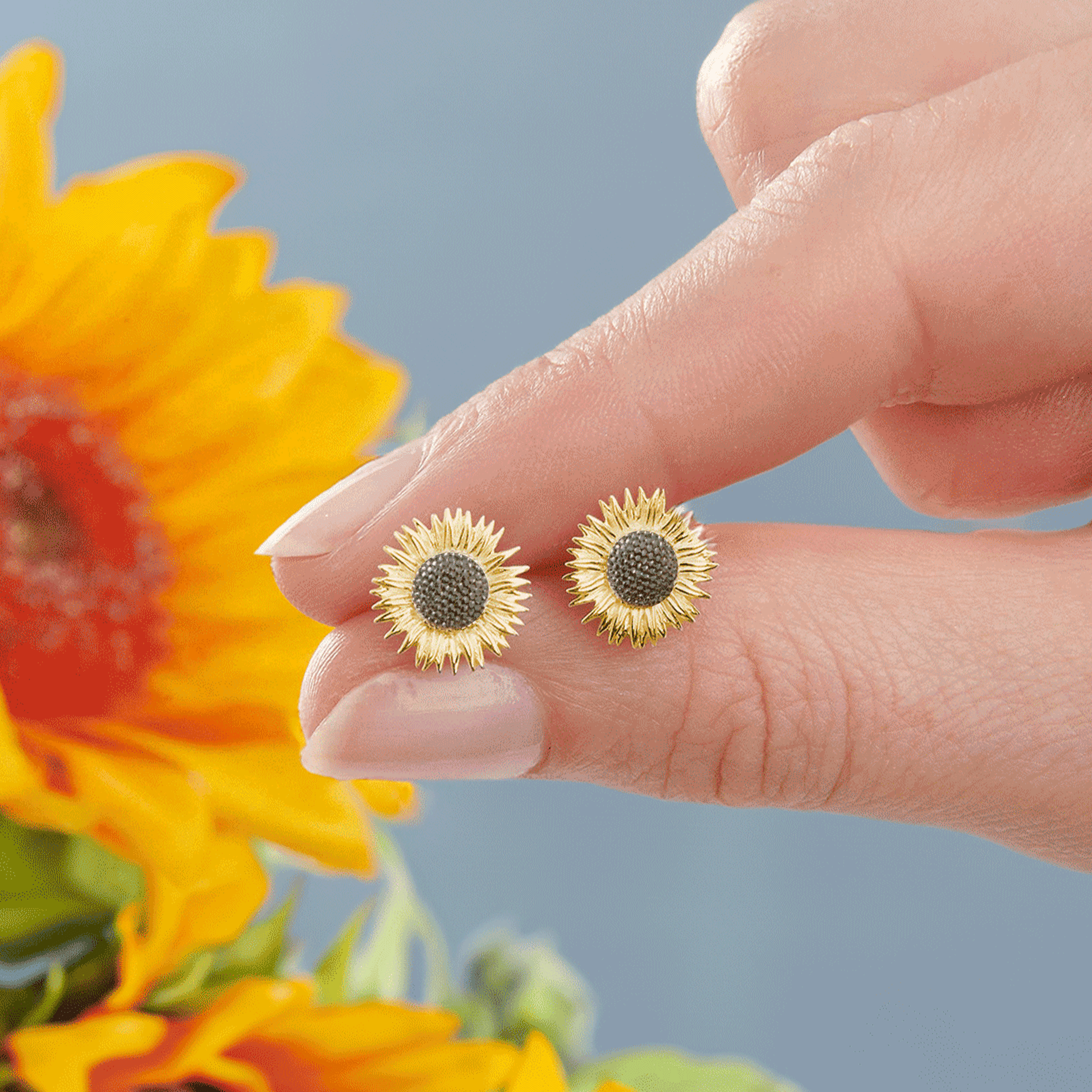 silver and gold vermeil stud earrings