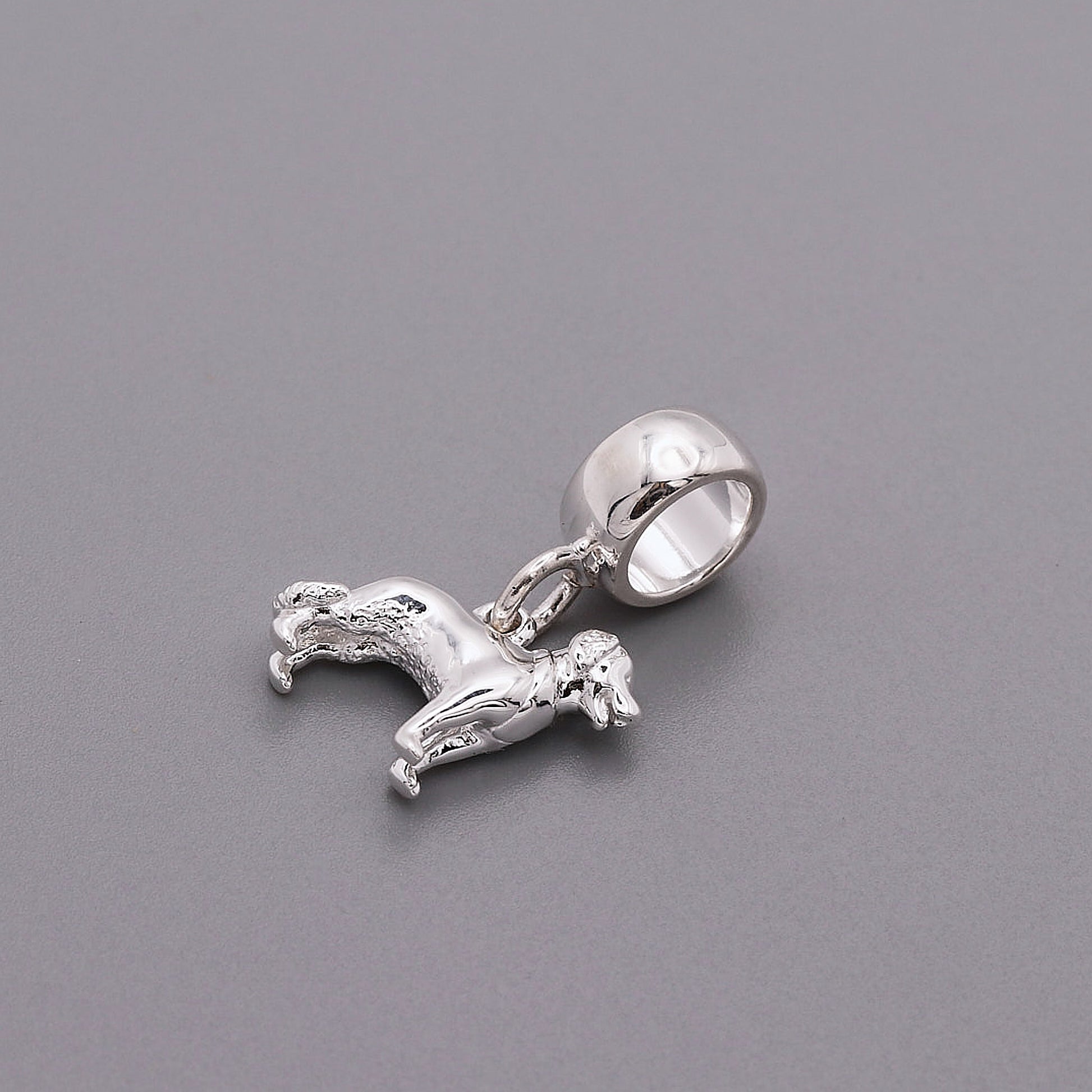 silver golden retriever charm on pandora compatible charm carrier