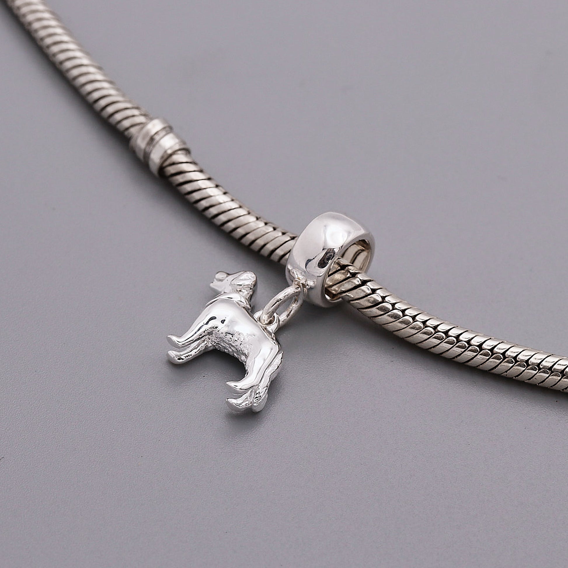 silver golden retriever charm on pandora compatible charm carrier