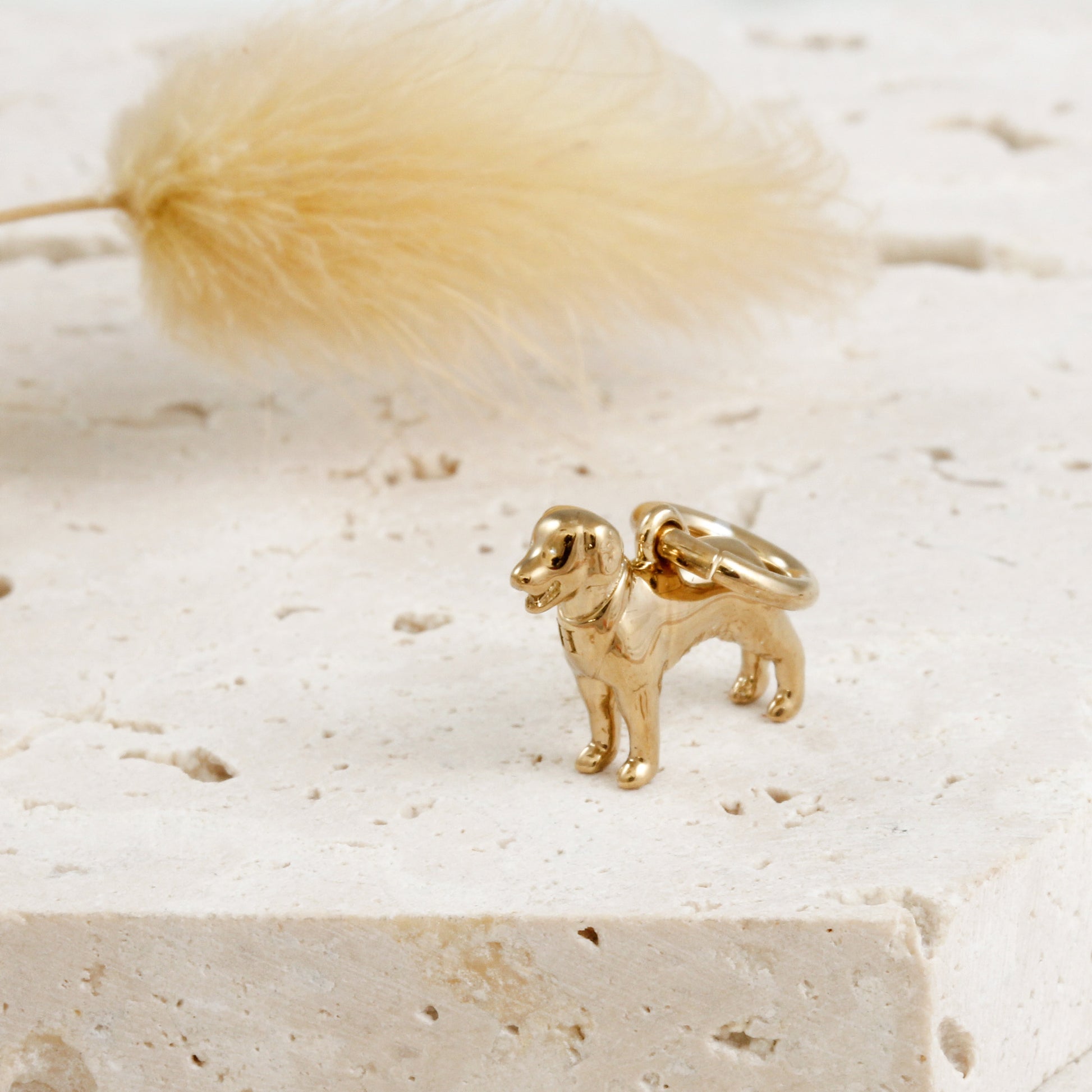 gold plated golden retriever dog charm for a bracelet