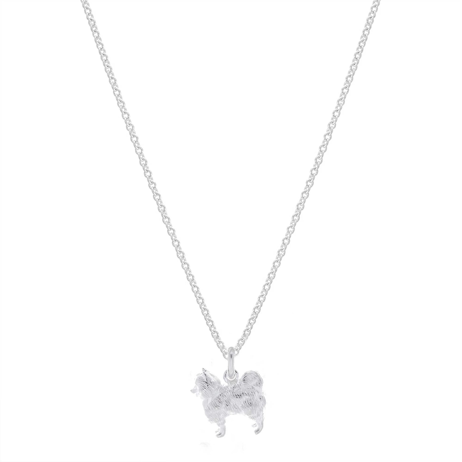pomeranian charm necklace sterling silver