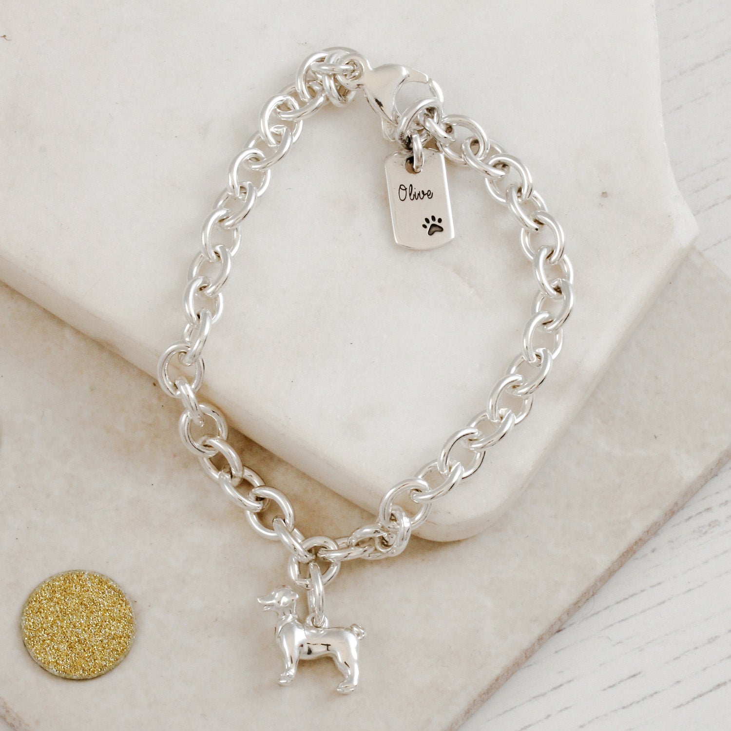 jack russell terrier silver charm bracelet