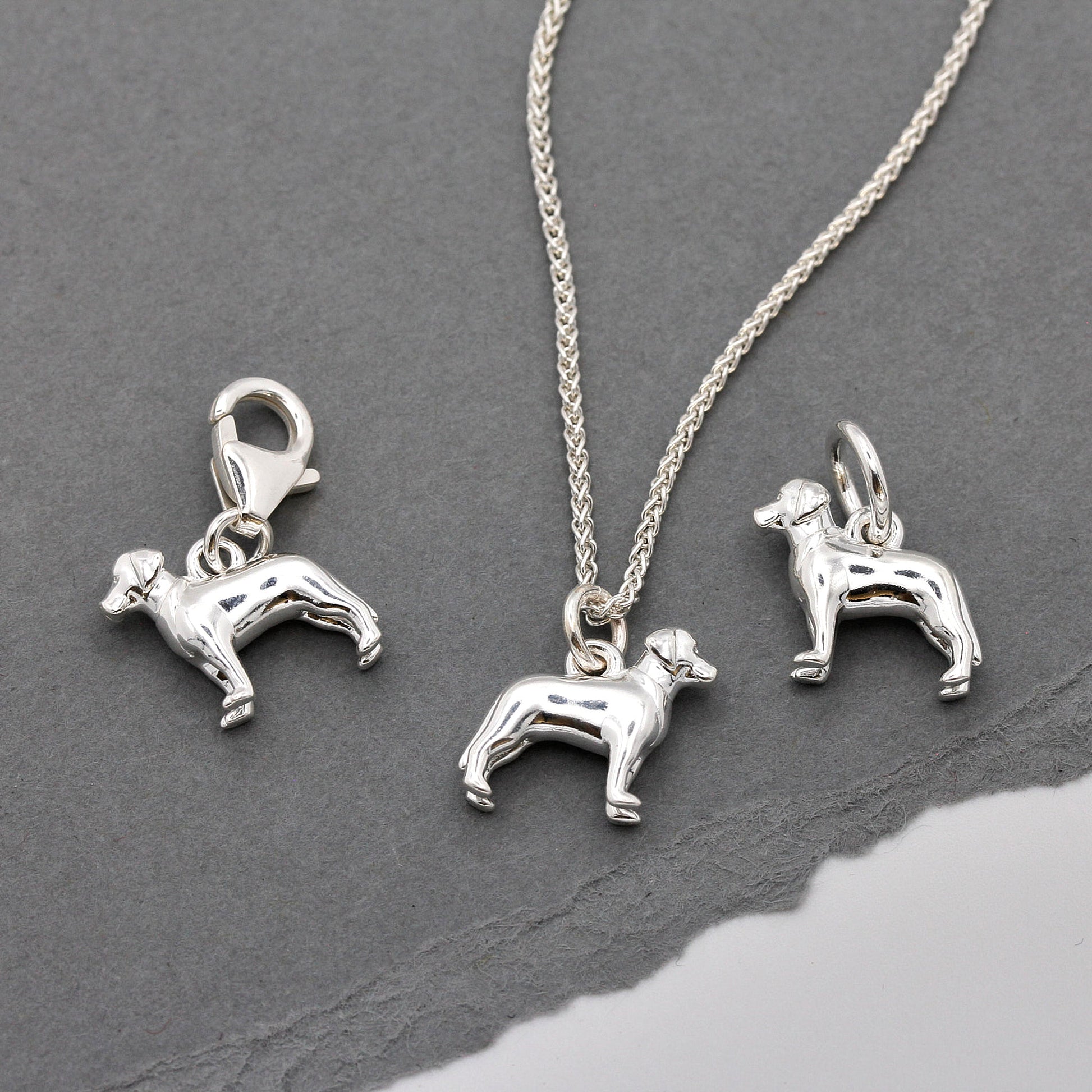 labrador drakes head designer silver charm bracelet
