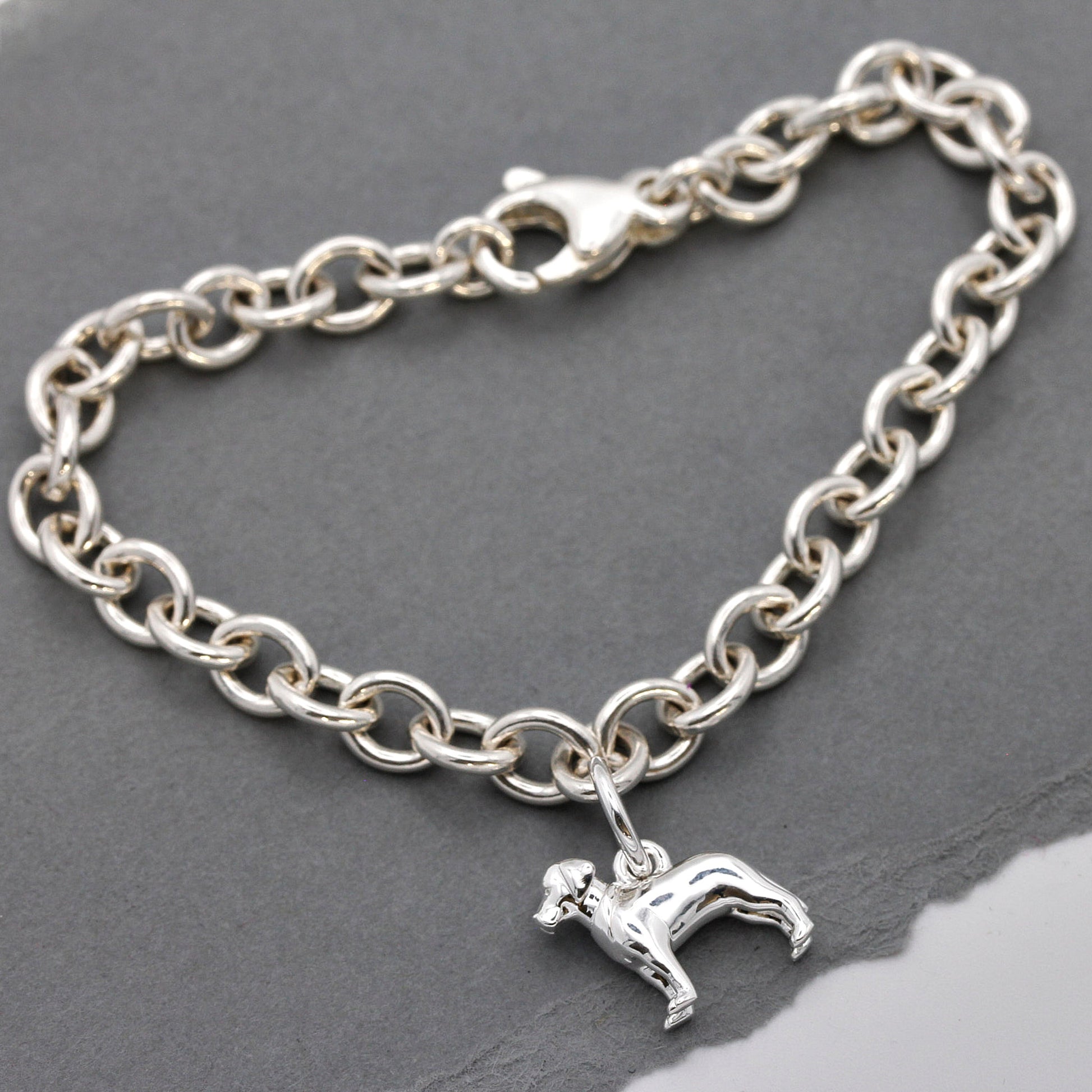 labrador drakes head designer silver charm bracelet
