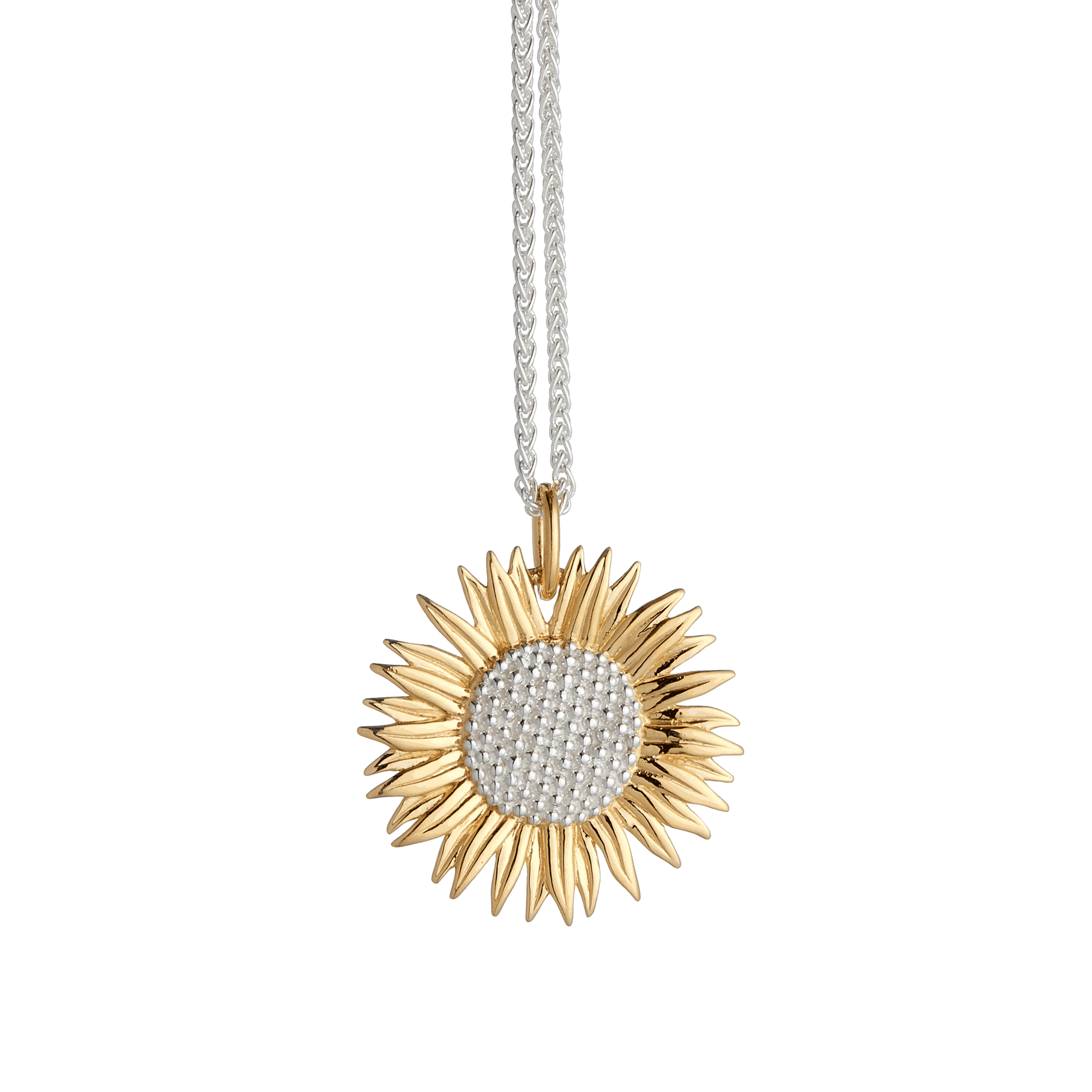 silver & gold vermeil sunflower necklace