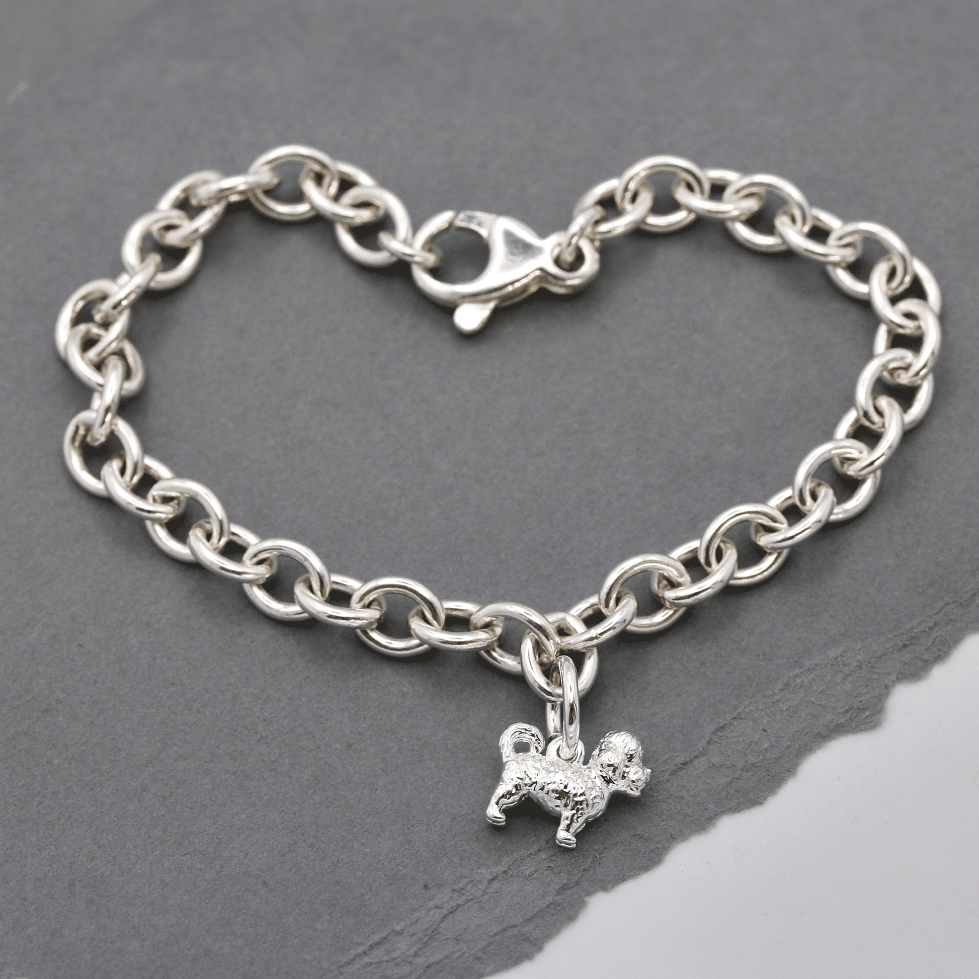 maltese poodle cross silver charm bracelet
