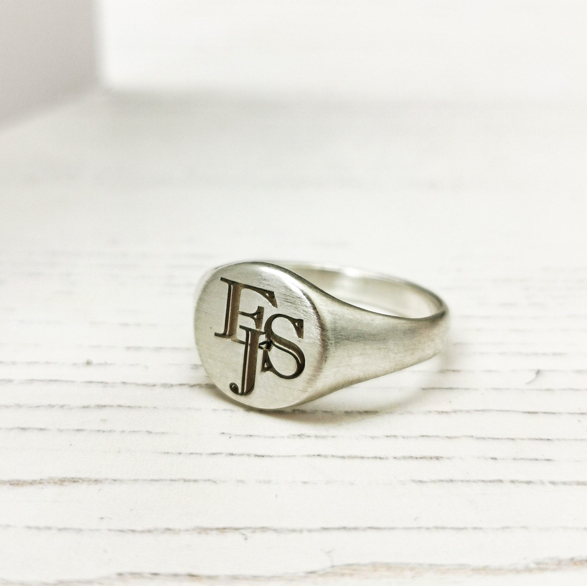 monogram initials overlap sterling silver polished finish signet ring
