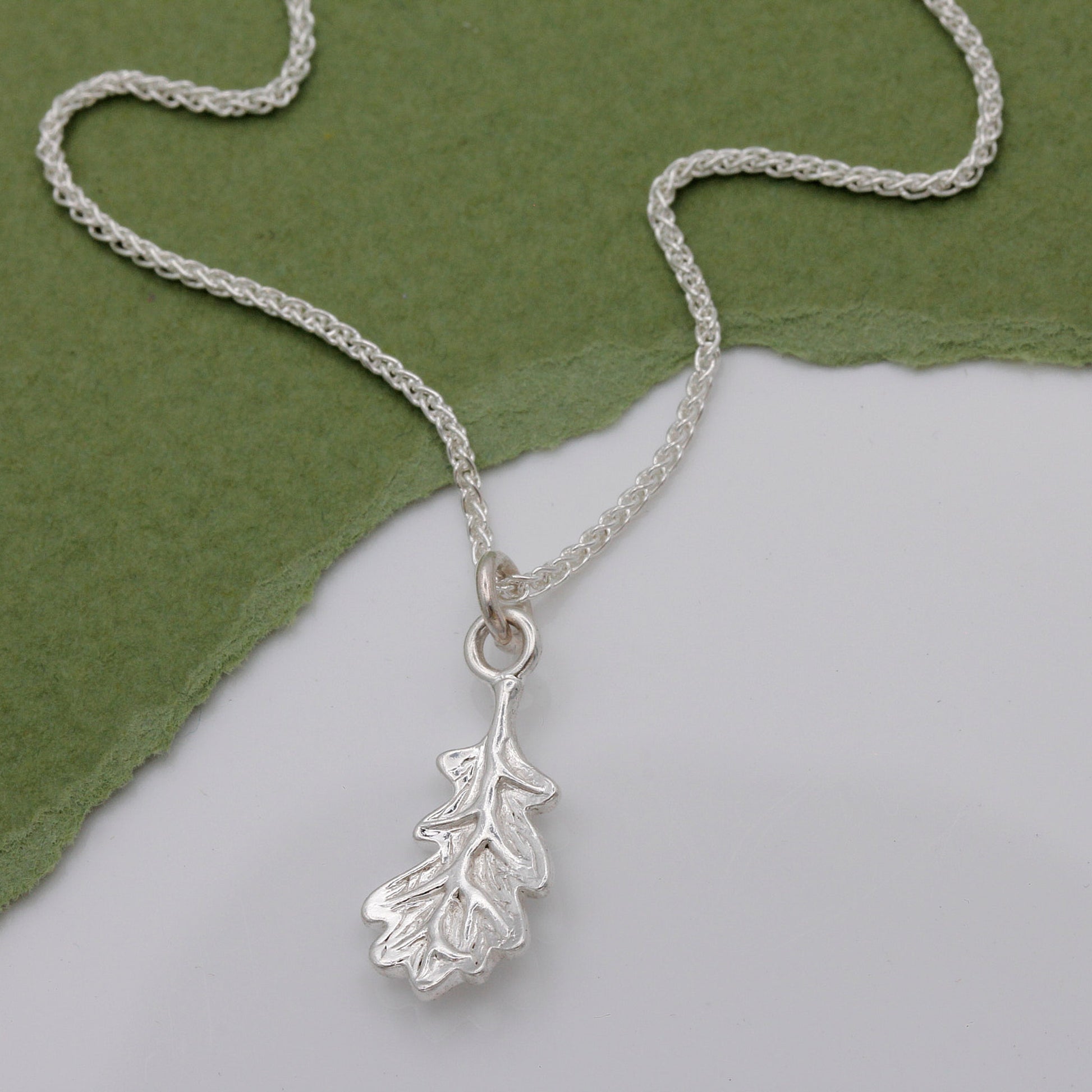 silver oak leaf charms as a necklace