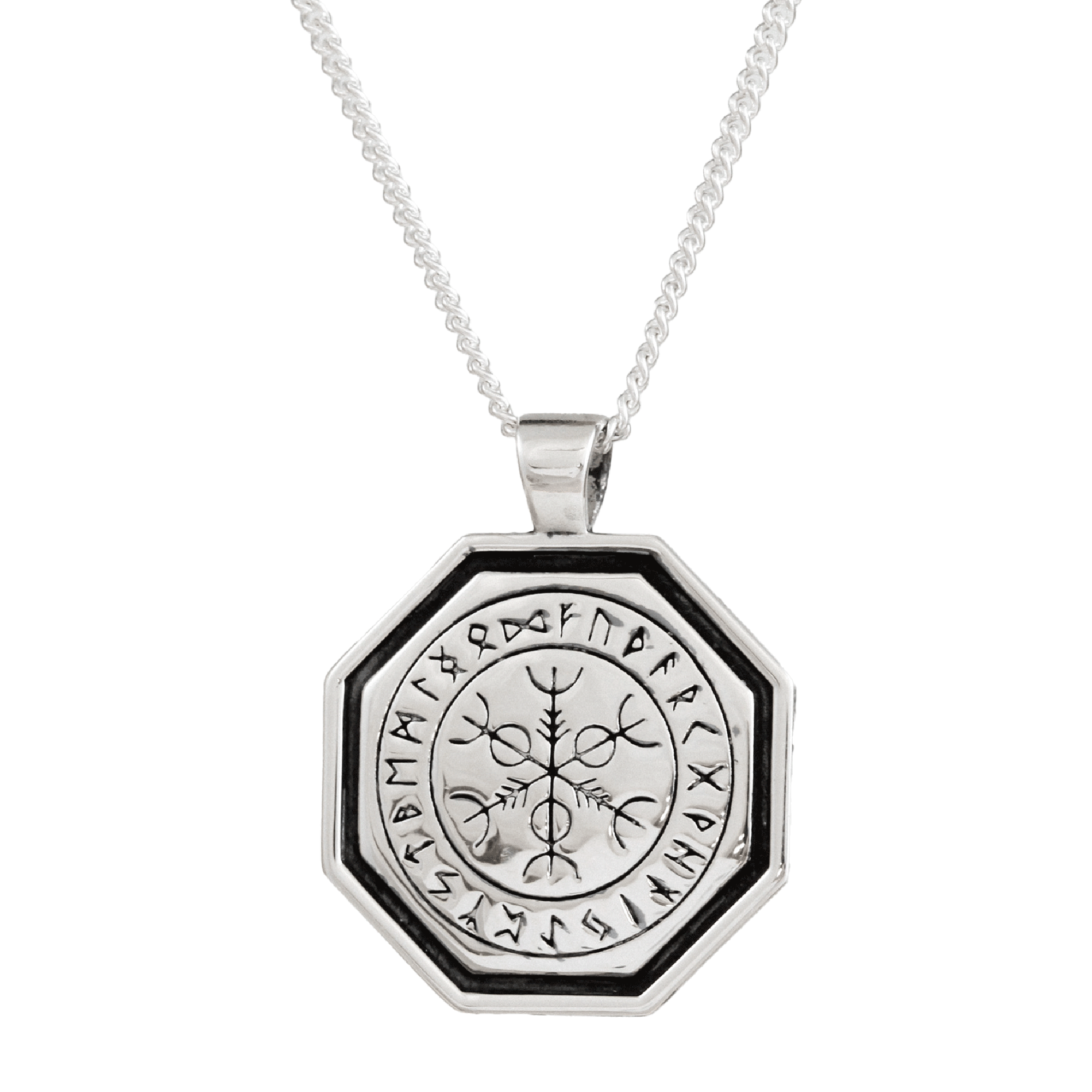 Silver Viking Runes Pendant - Embark on Journeys with Vegvisir Symbol