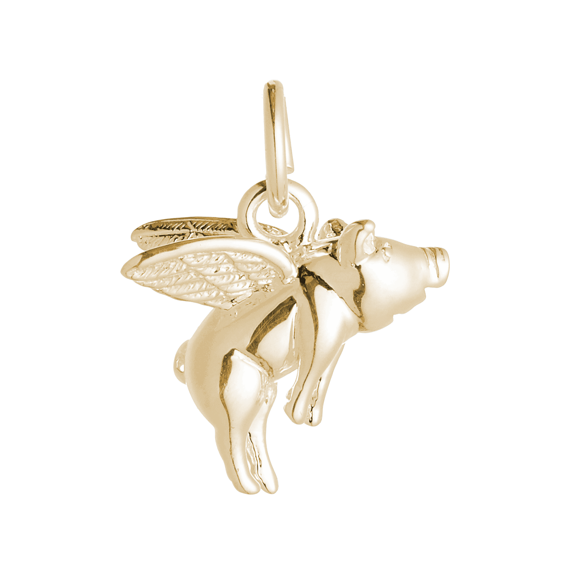 solid gold flying pig charm pigs might fly