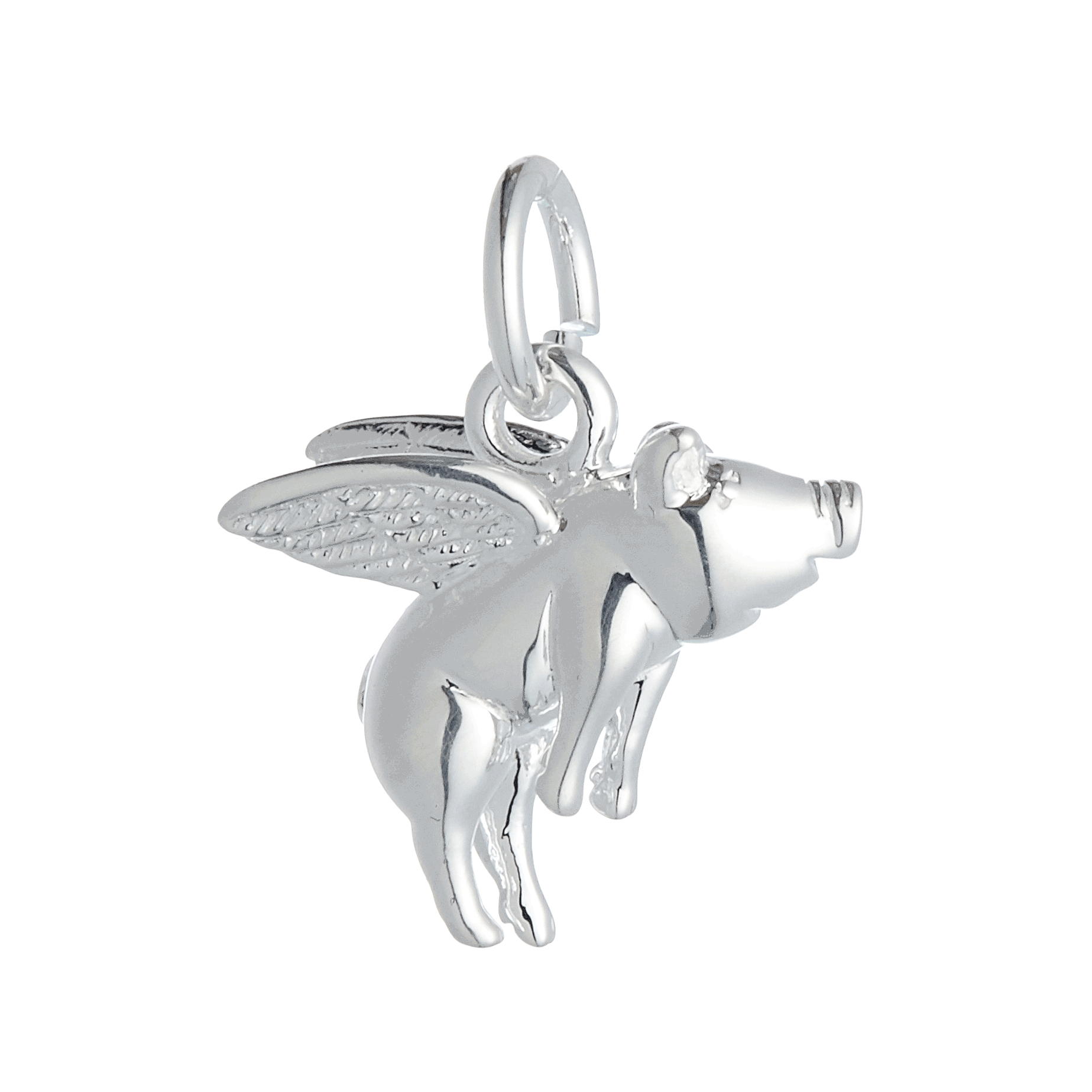 solid silver flying pig charm pigs might fly necklace or bracelet