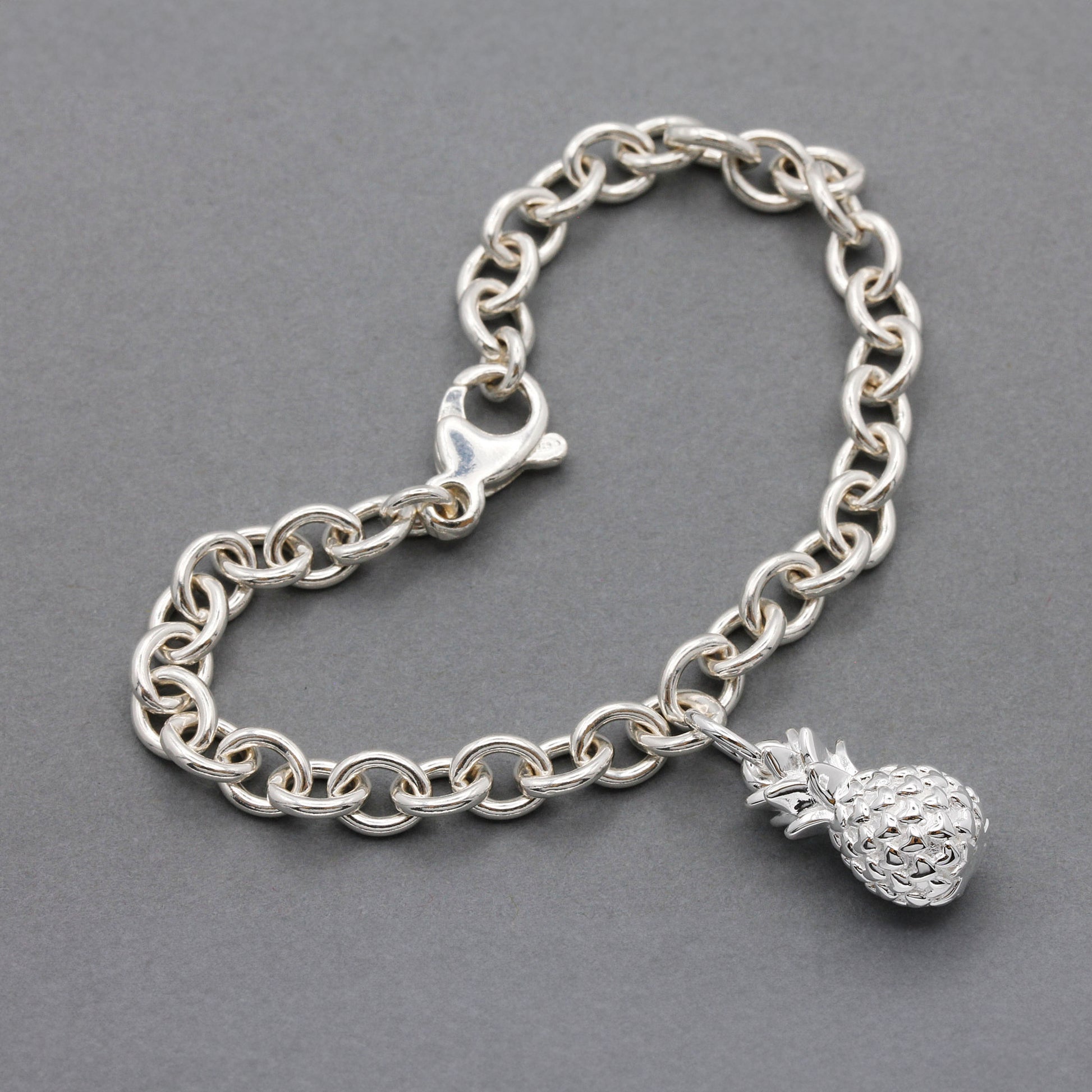 pineapple silver charm bracelet