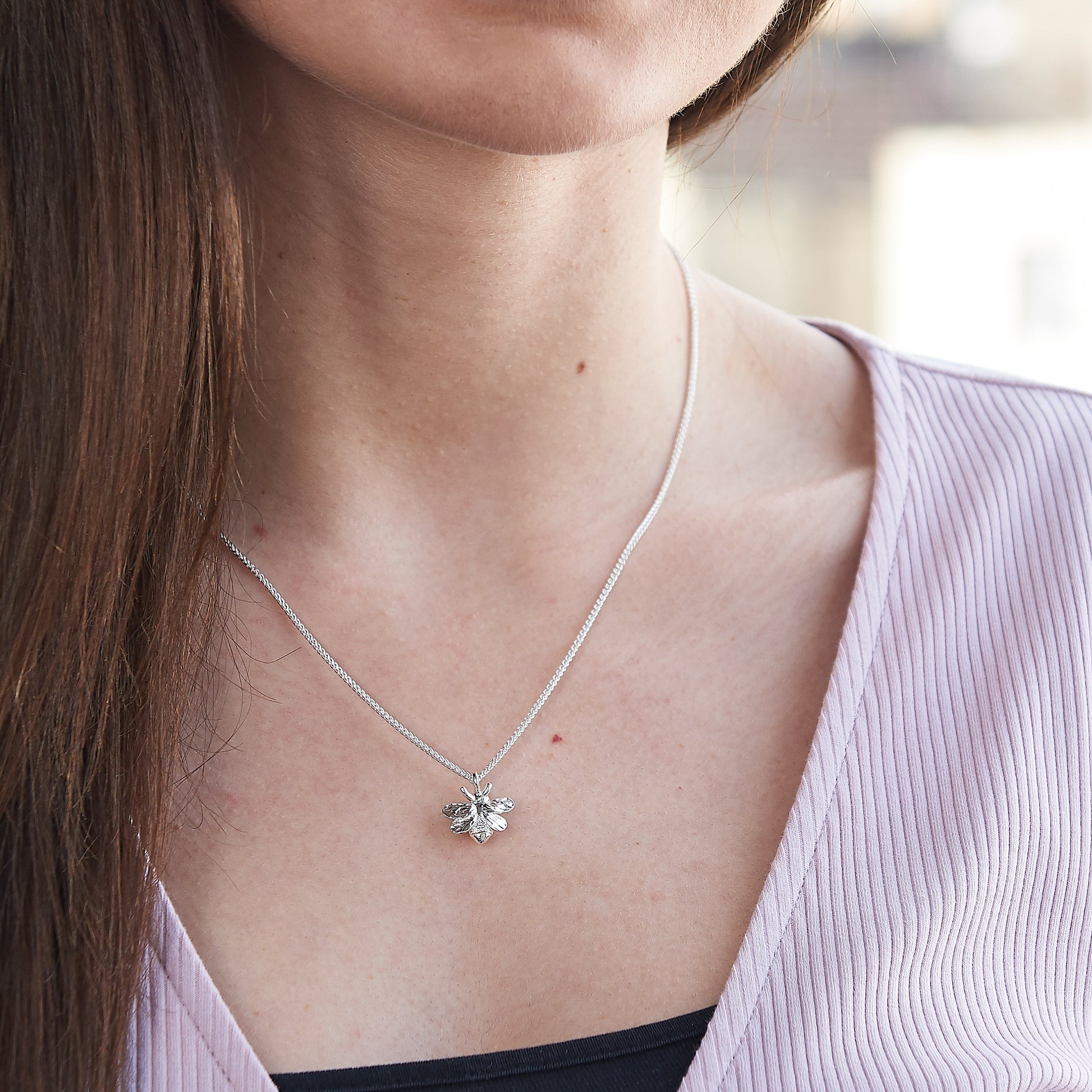 silver bee necklace scarlett jewellery