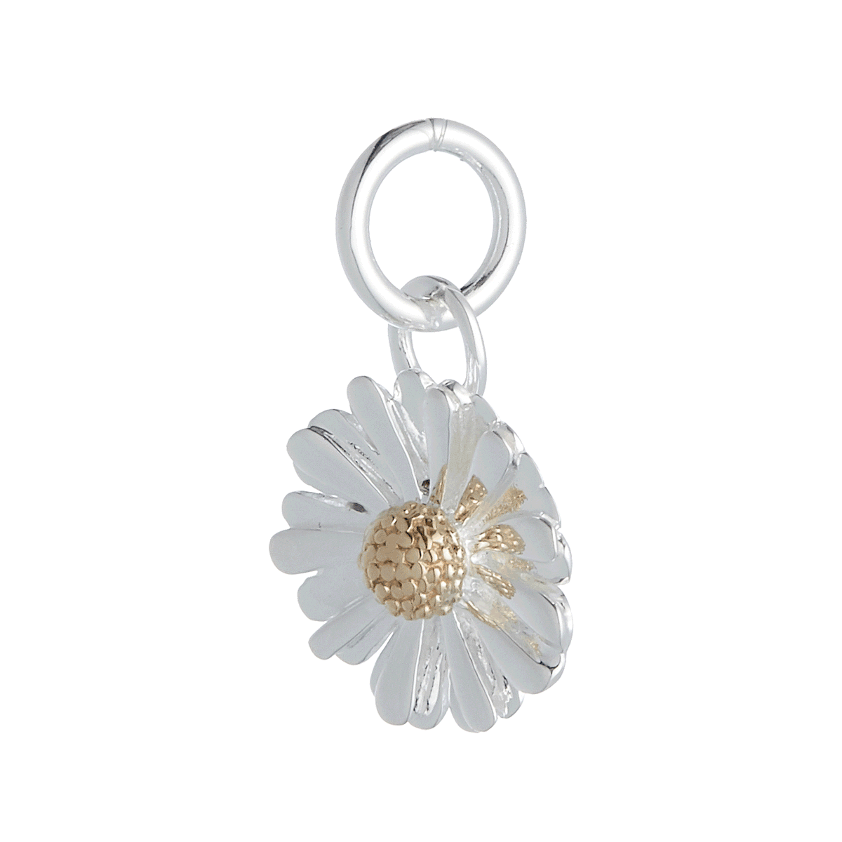 silver &amp; solid gold daisy bracelet charm
