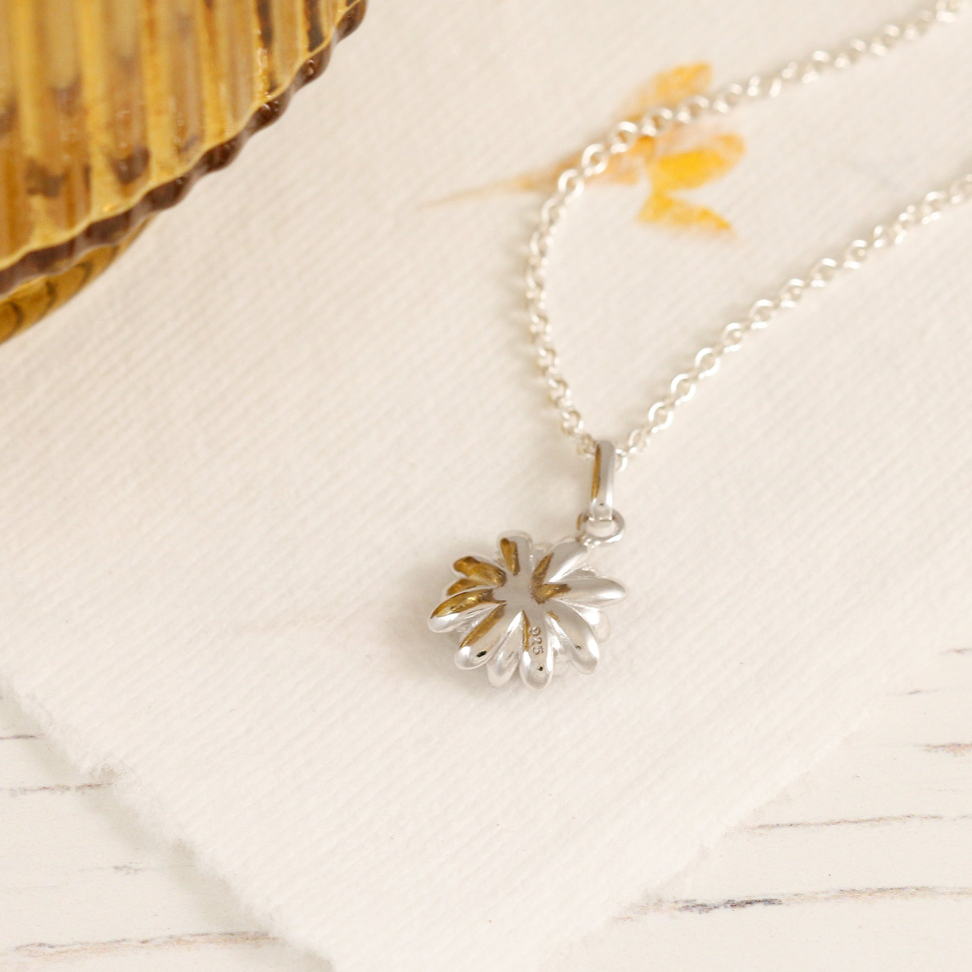 silver chrysanthemum flower pendant chelsea flower show
