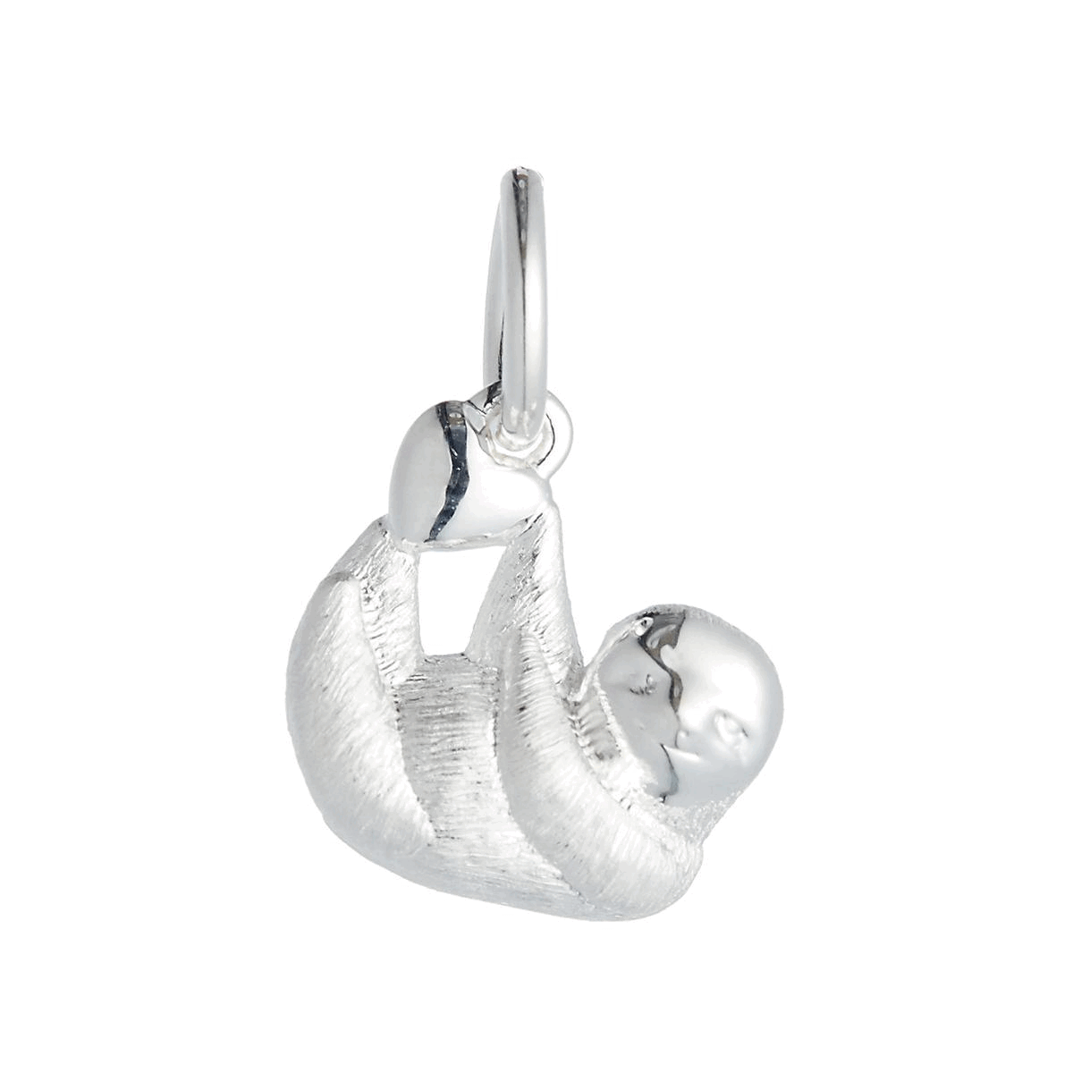 solid silver sloth charm for bracelet or necklace pendant