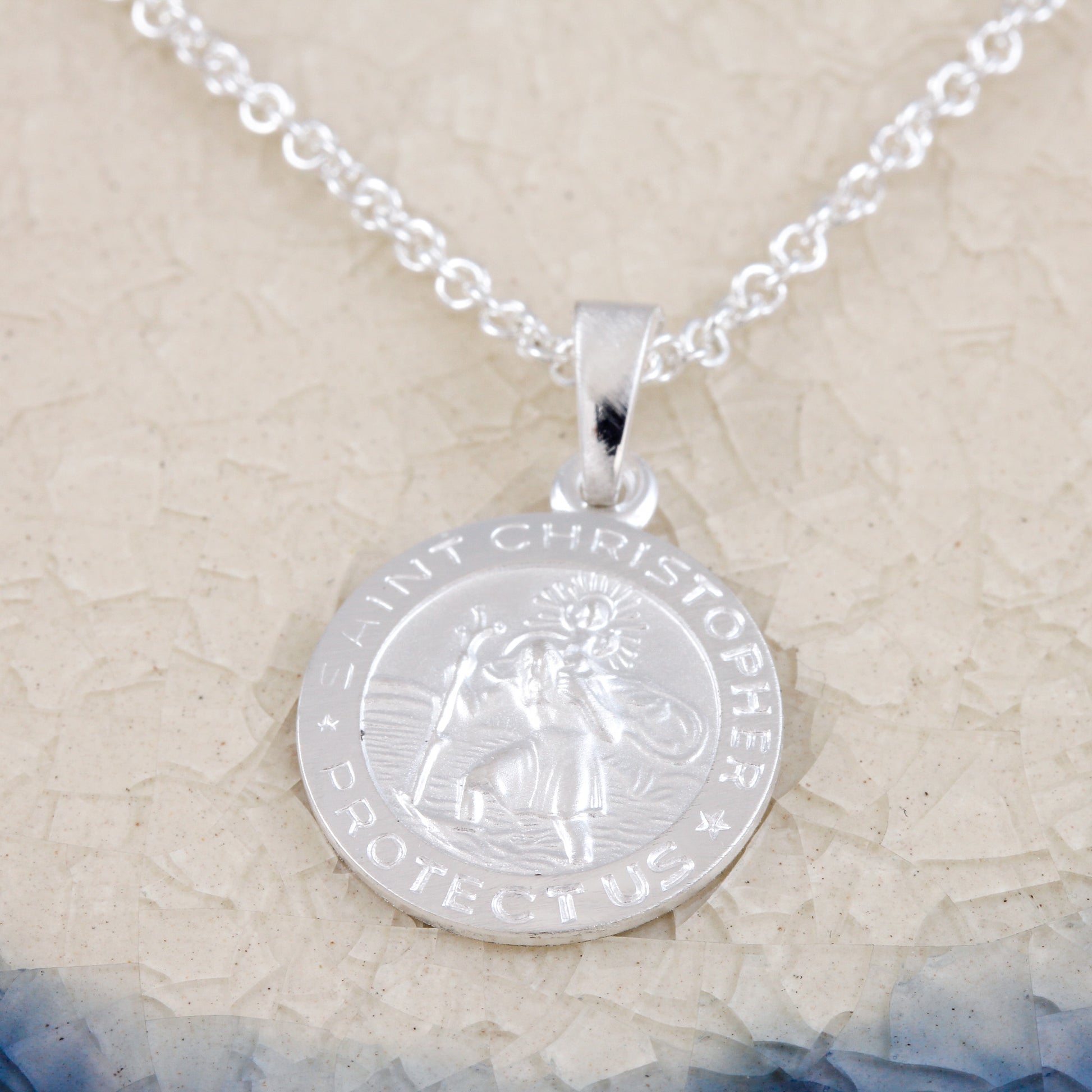 matte finish small silver saint christopher
