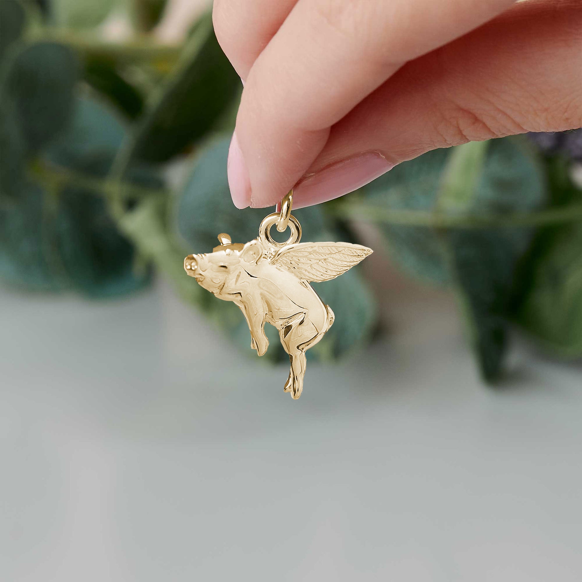 solid gold flying pig charm pigs might fly