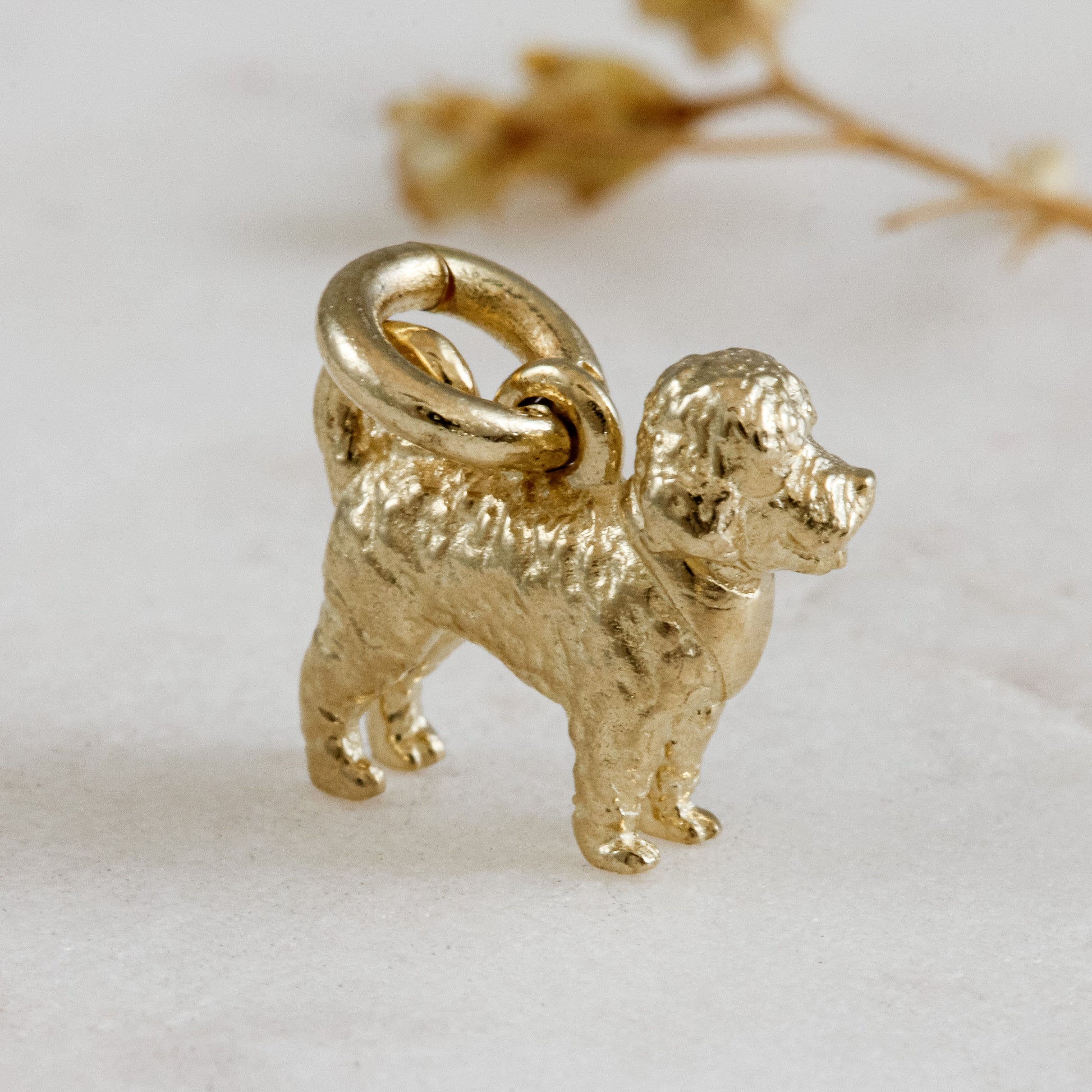 cavapoo cavoodle solid gold dog charm for a necklace or bracelet