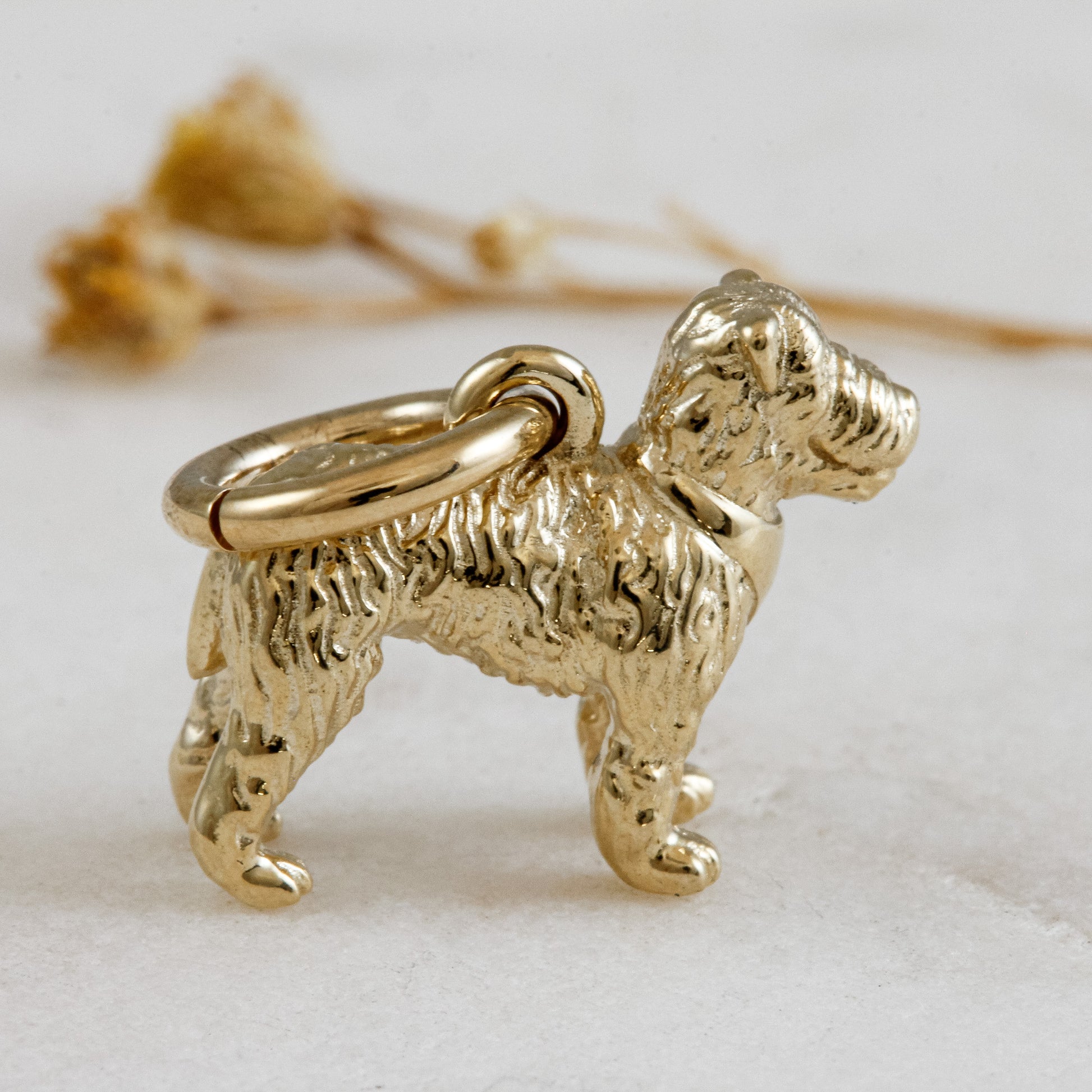 fox terrier solid gold dog charm for a necklace or bracelet