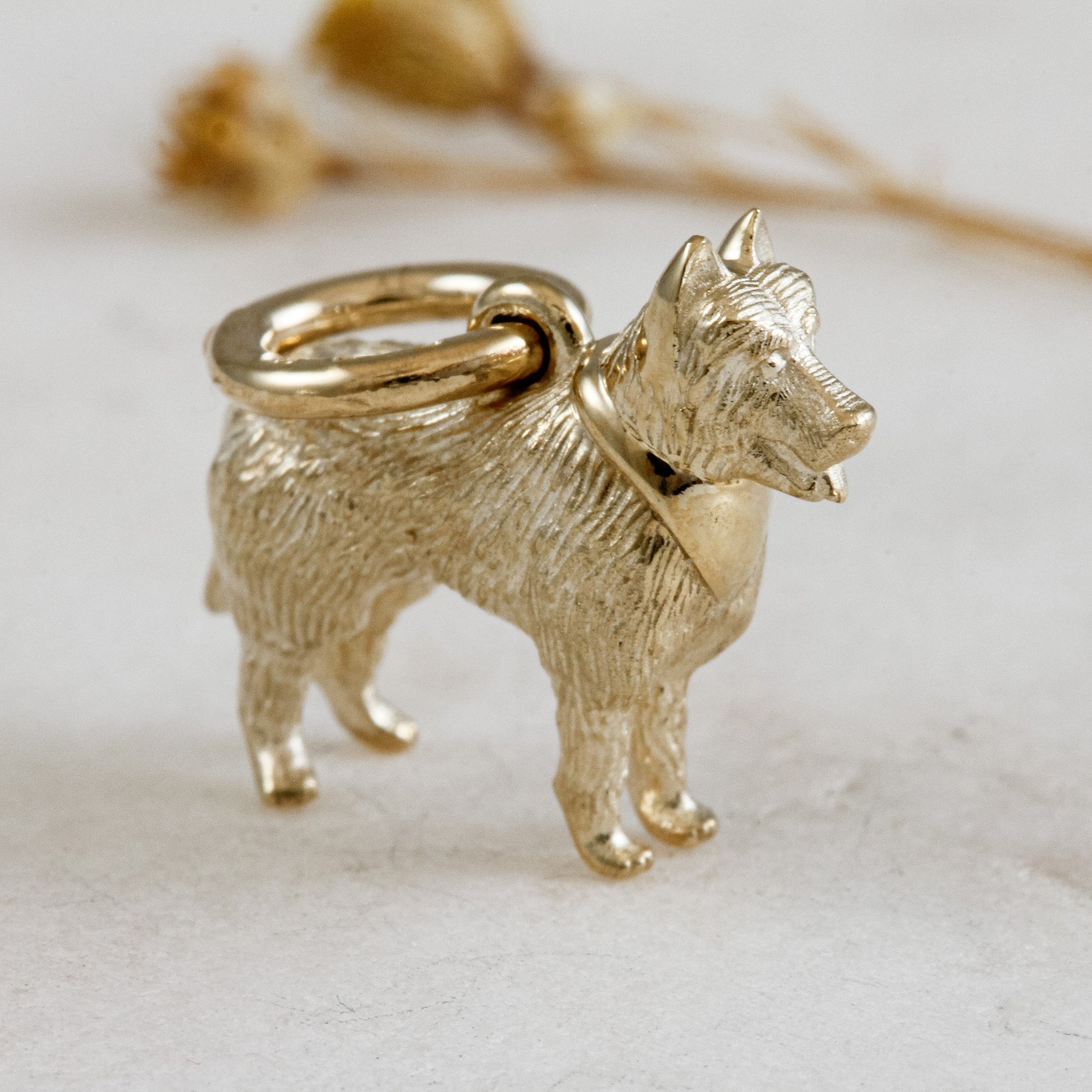 german shepherd solid gold dog charm for a necklace or bracelet