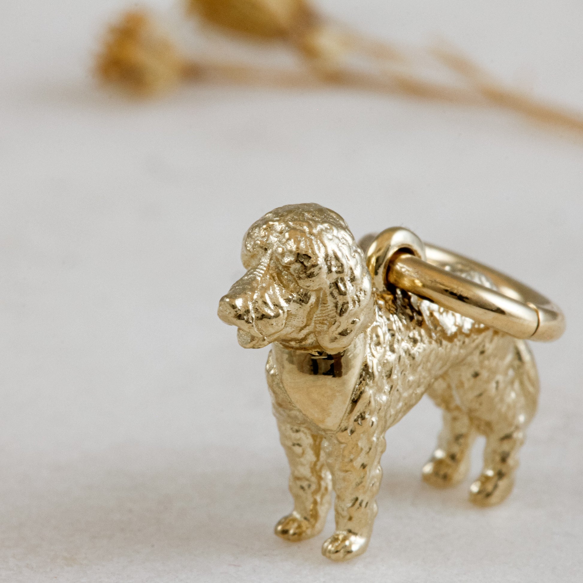 labradoodle solid gold dog charm for a necklace or bracelet