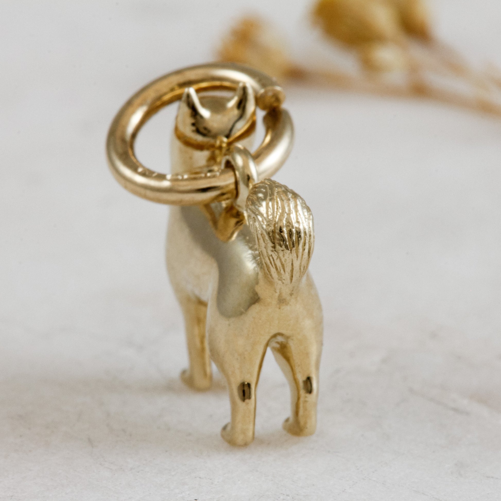 solid gold pomsky husky cross dog charm