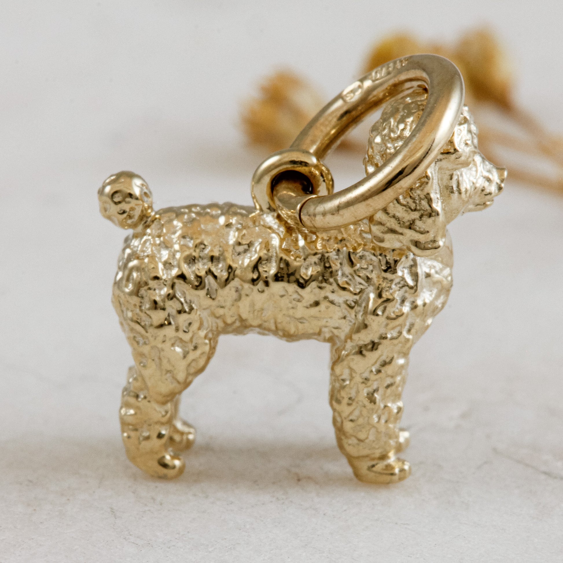 poodle solid gold dog charm for a necklace or bracelet