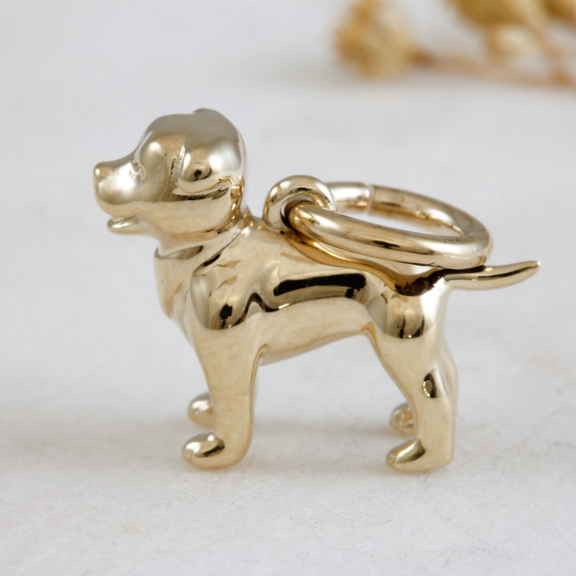 saffordshire bull terrier solid gold dog charm for a necklace or bracelet