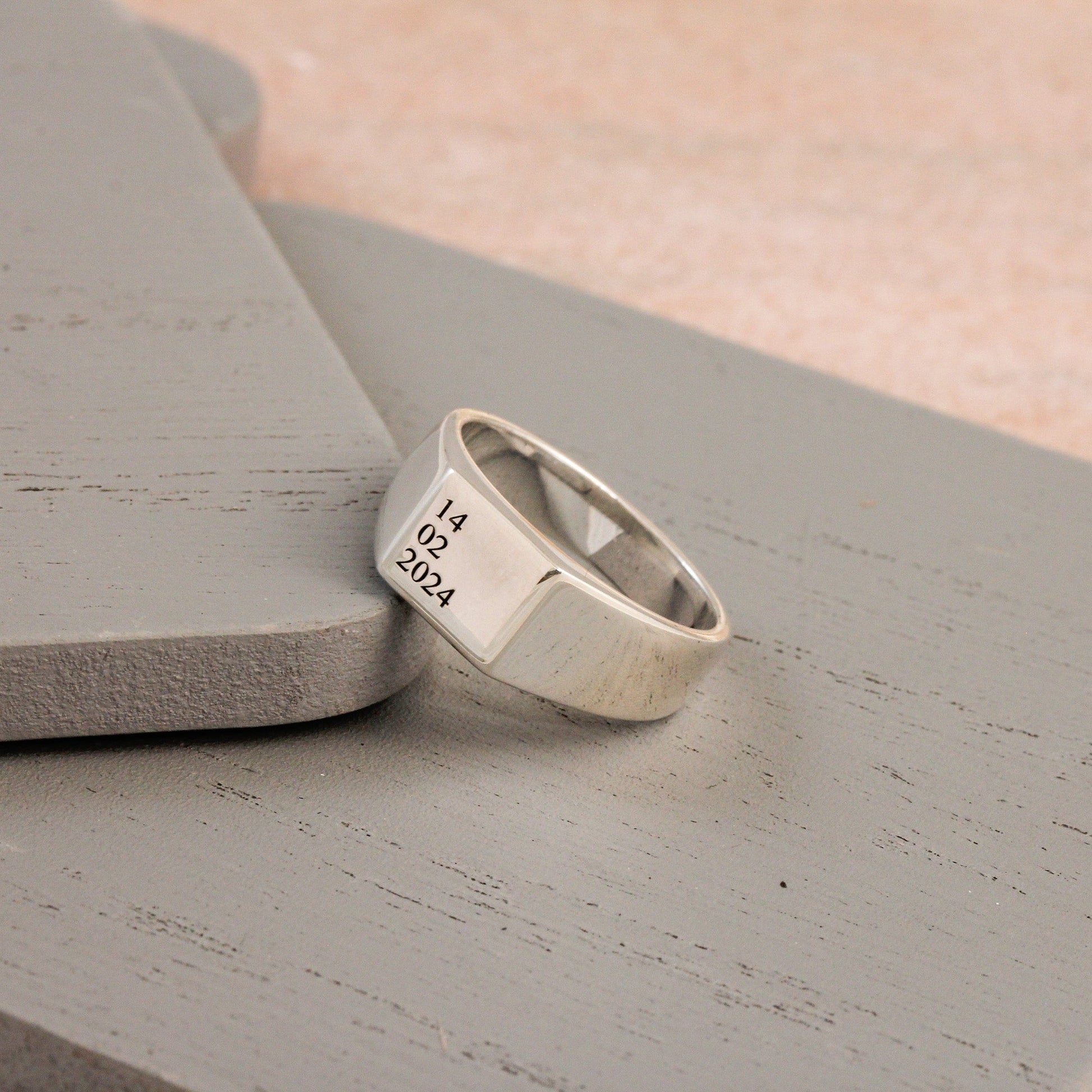 birth date engraved mens pinky ring