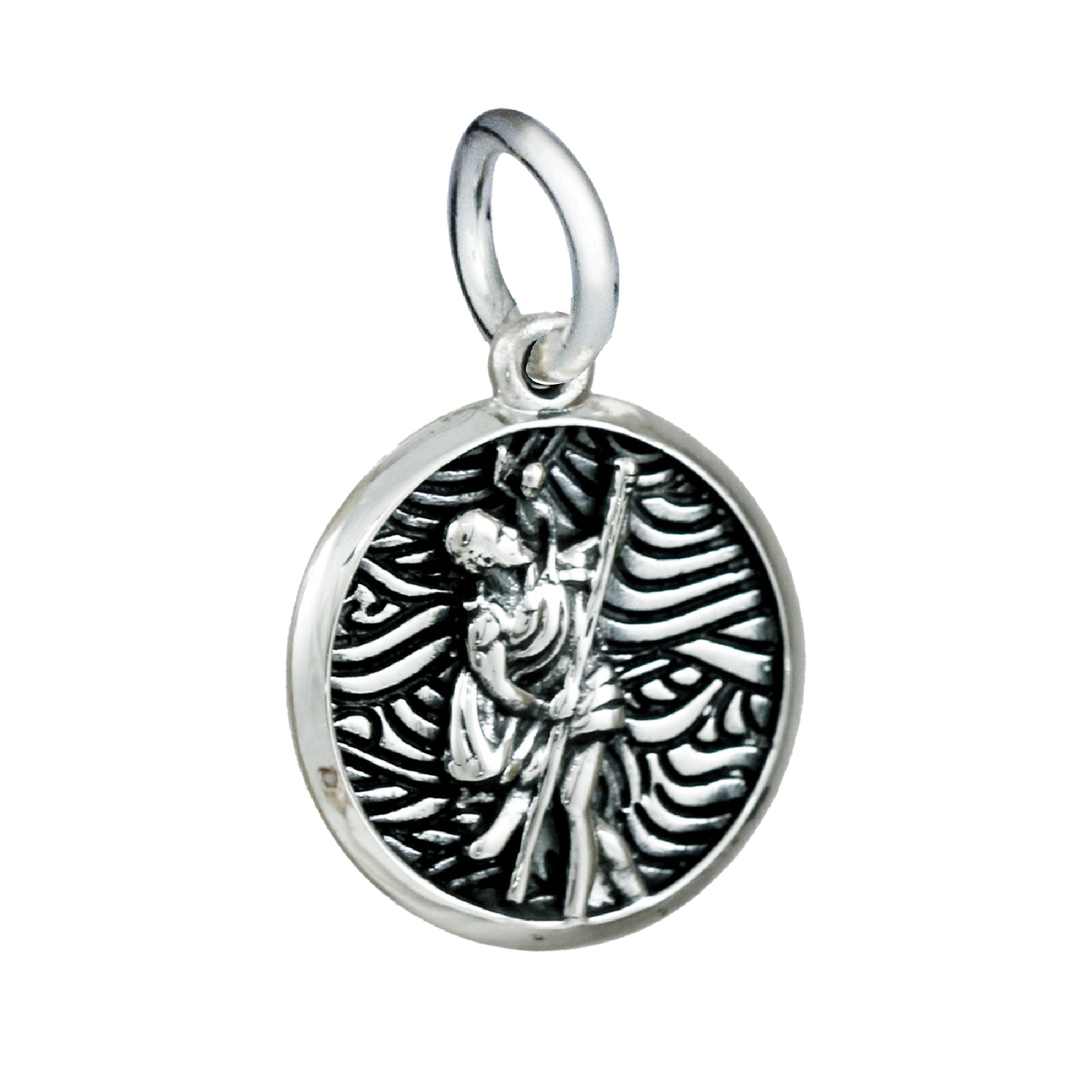 St. Christopher Charm - Blackened/Oxidized Finish
