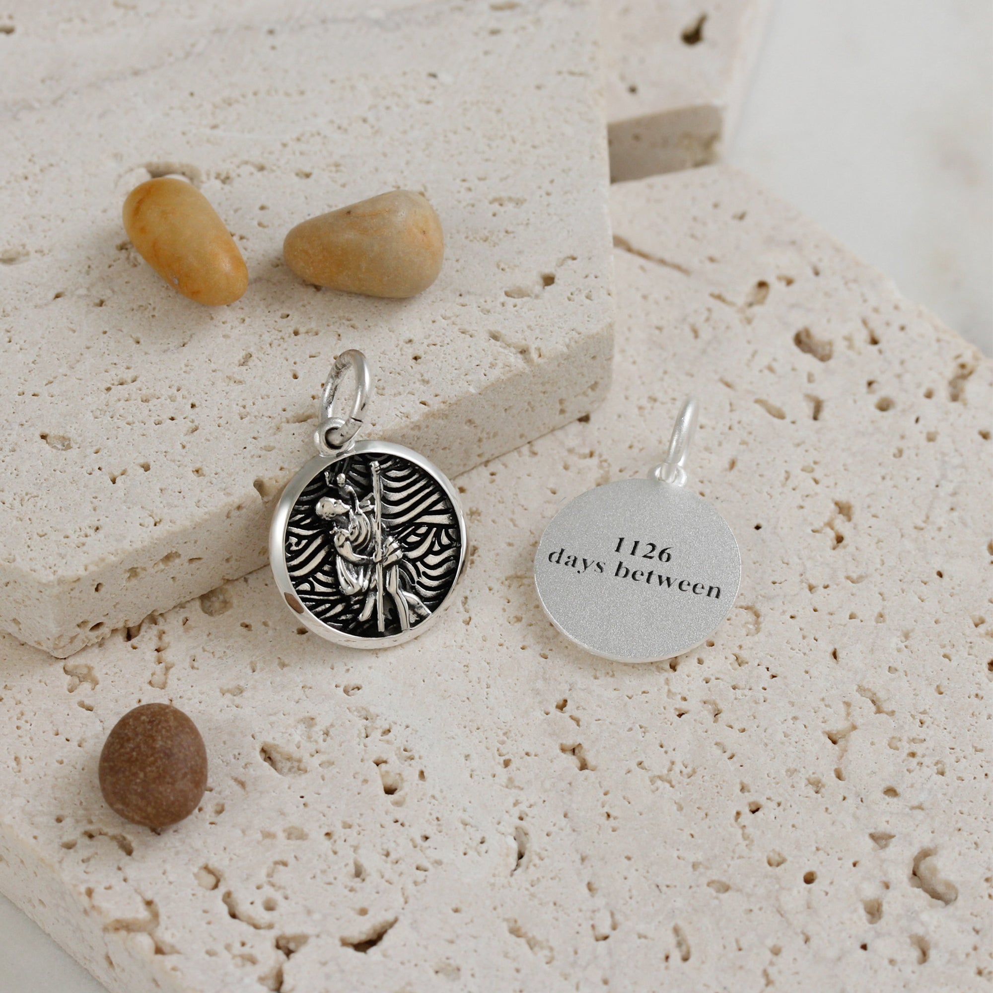 St. Christopher Pendant - engraved Sterling Silver