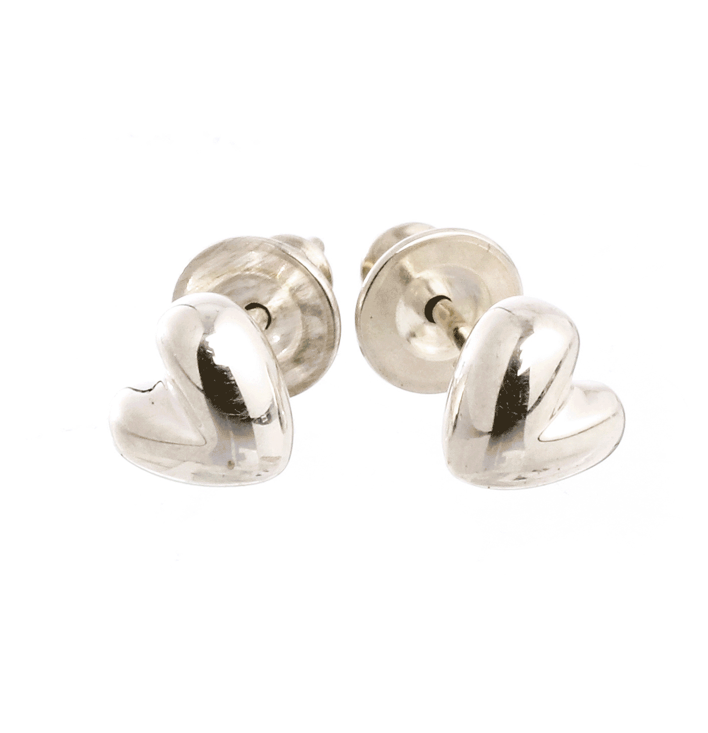 small sizes solid silver organic shaped heart studs for women