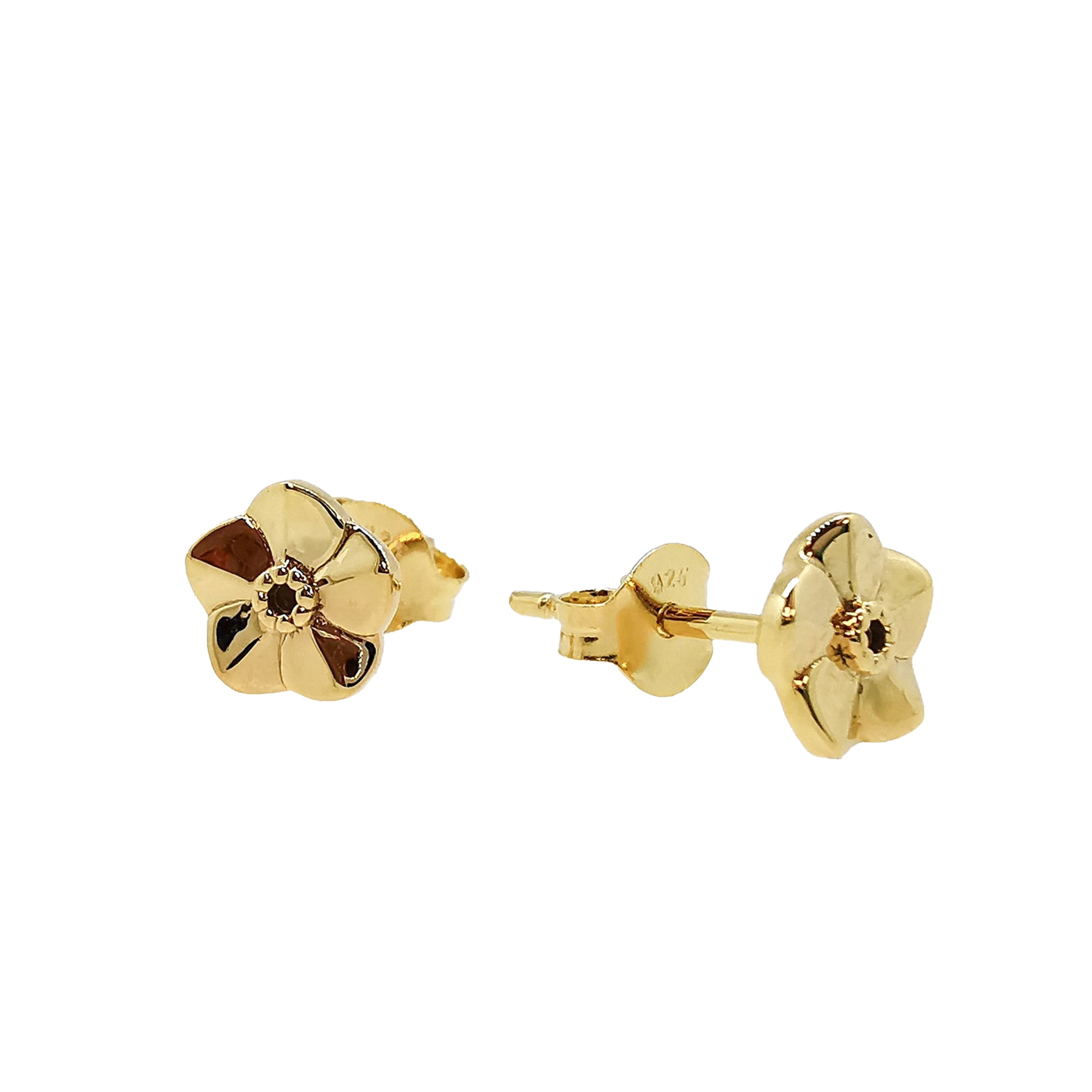 gold vermeil forget me not flower stud earrings