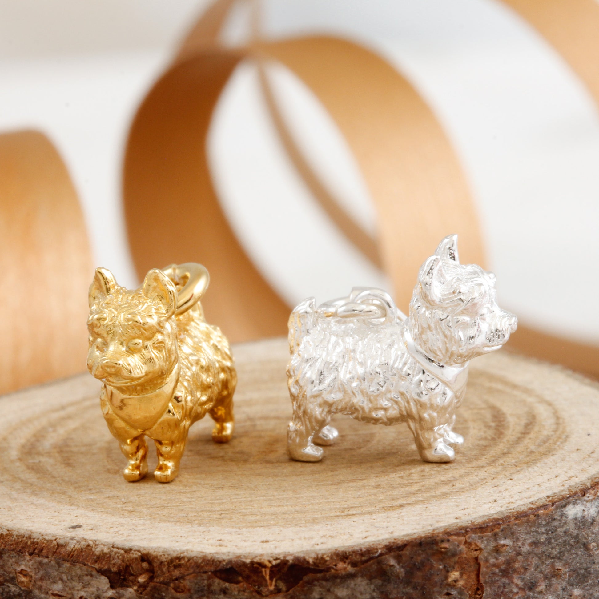 westie dog silver and gold plated charm for necklace or bracelet