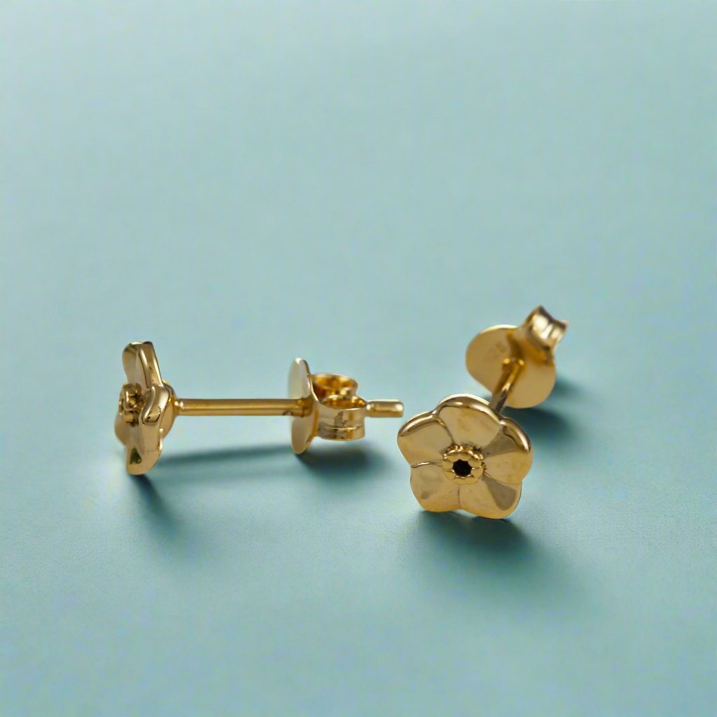 forget me not alzheimers flower gold vermeil small sized stud earrings