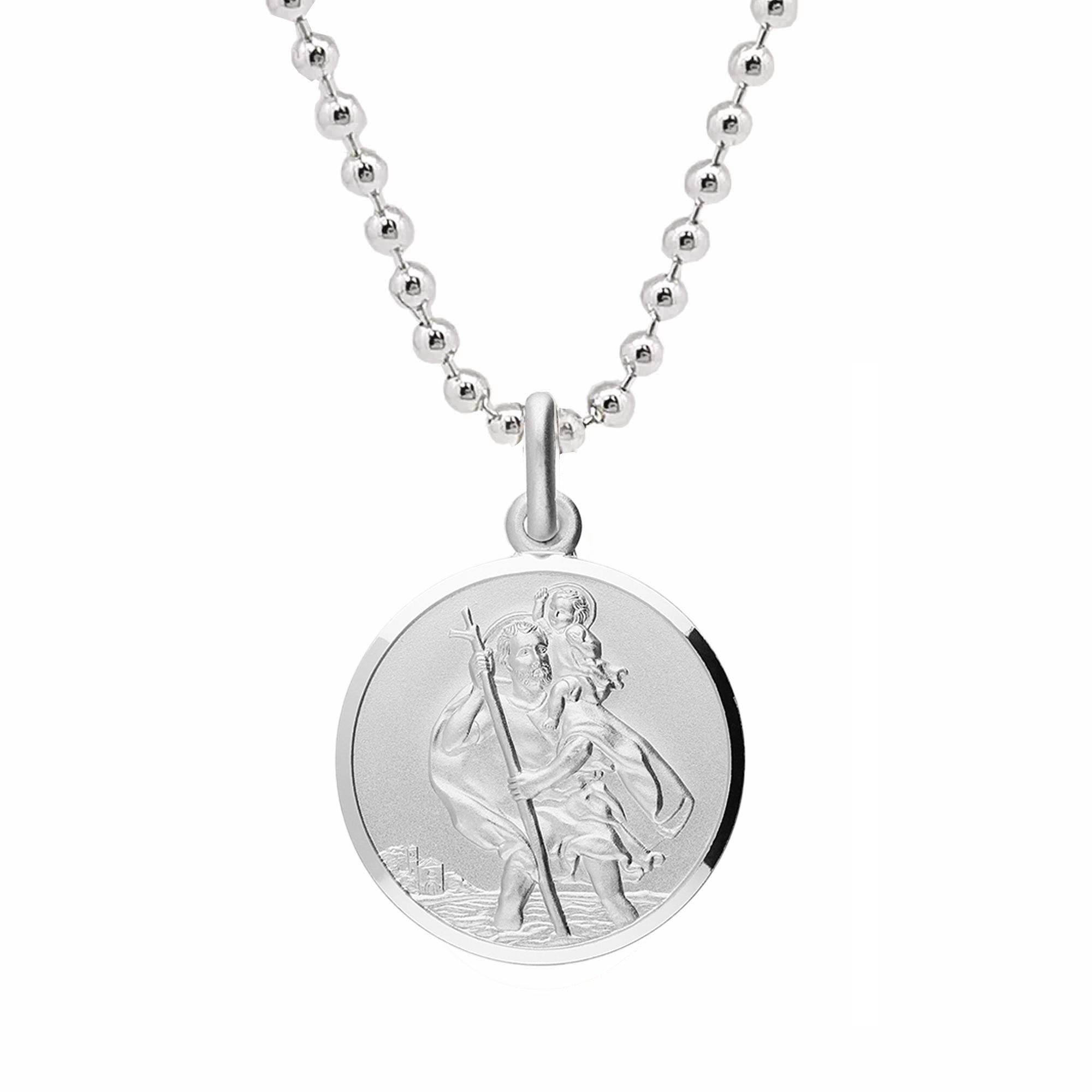 Collier classique St Christophe en argent sterling épais 24 mm