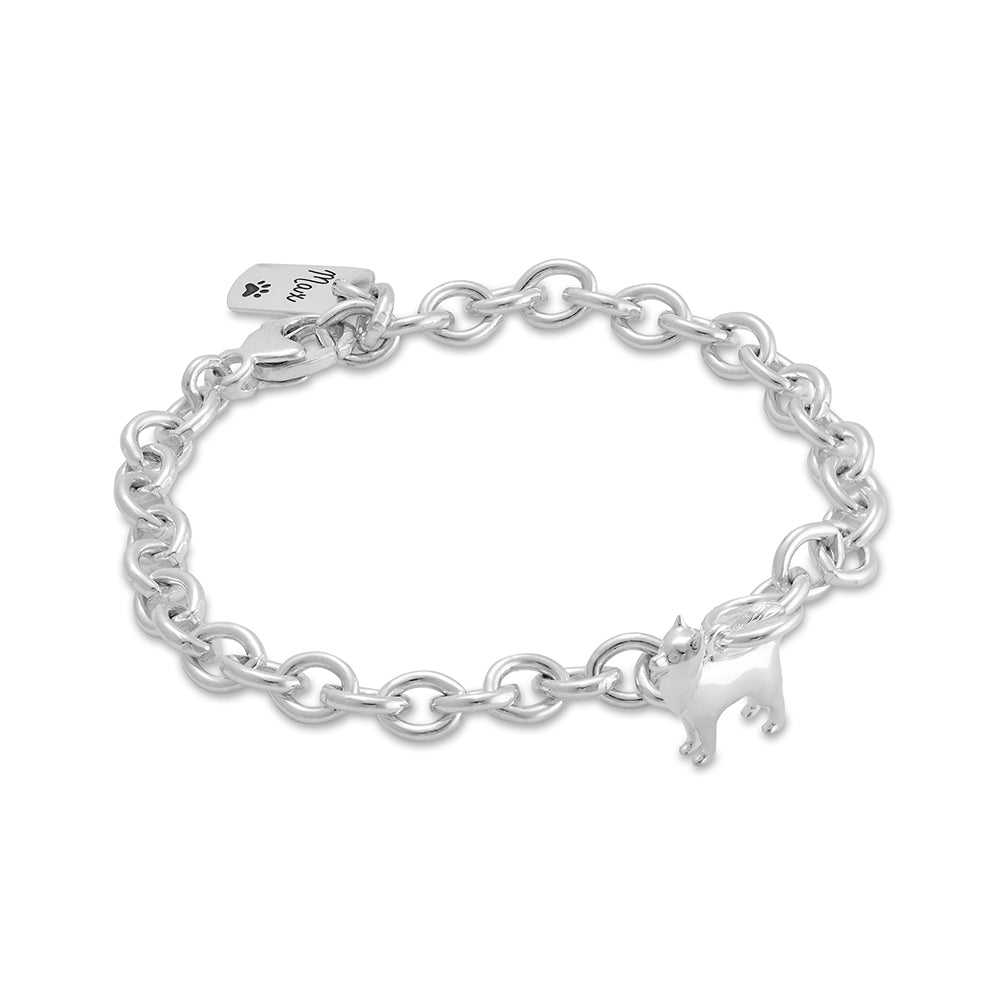 pomsky silver charm bracelet with personalised engraved dog tag scarlett jewellery