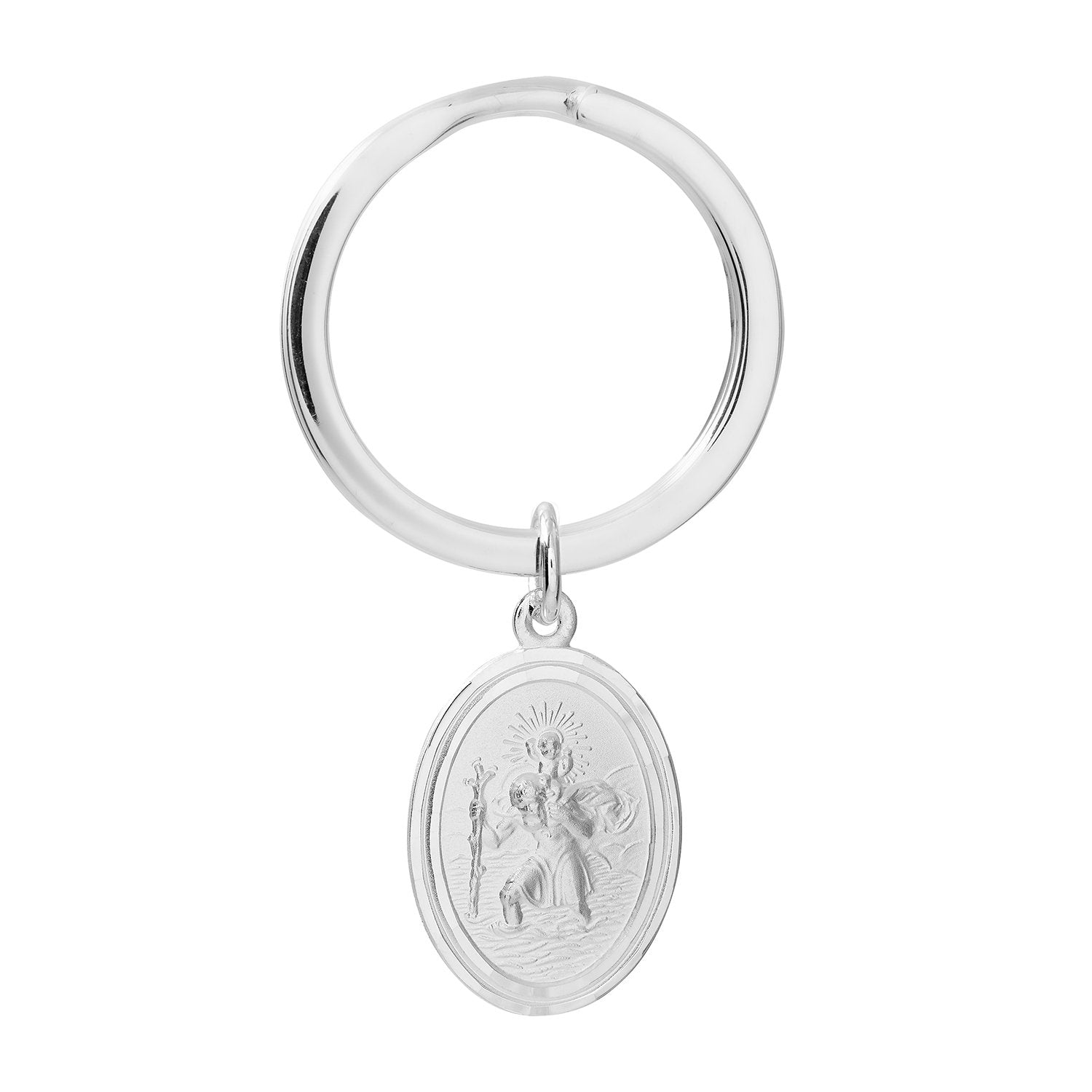 Saint Christopher Silver Keyring Solid sterling personalized engraved