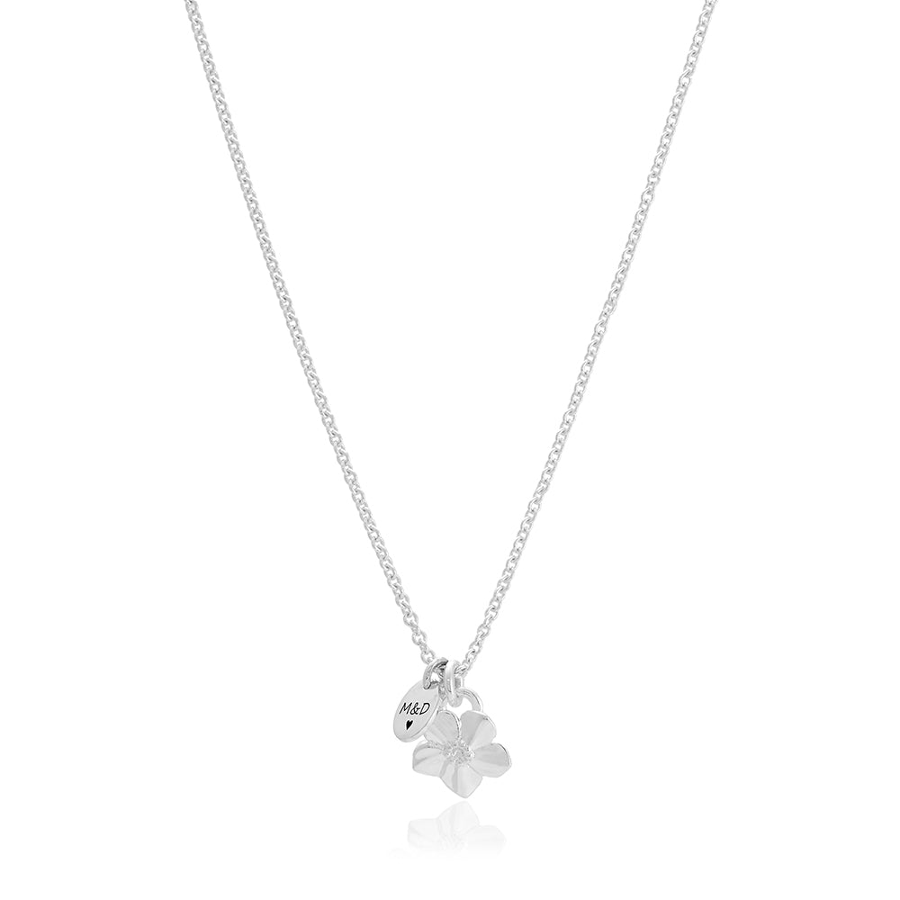 everlasting memory forget me not silver personalised engraved necklace memorial gift