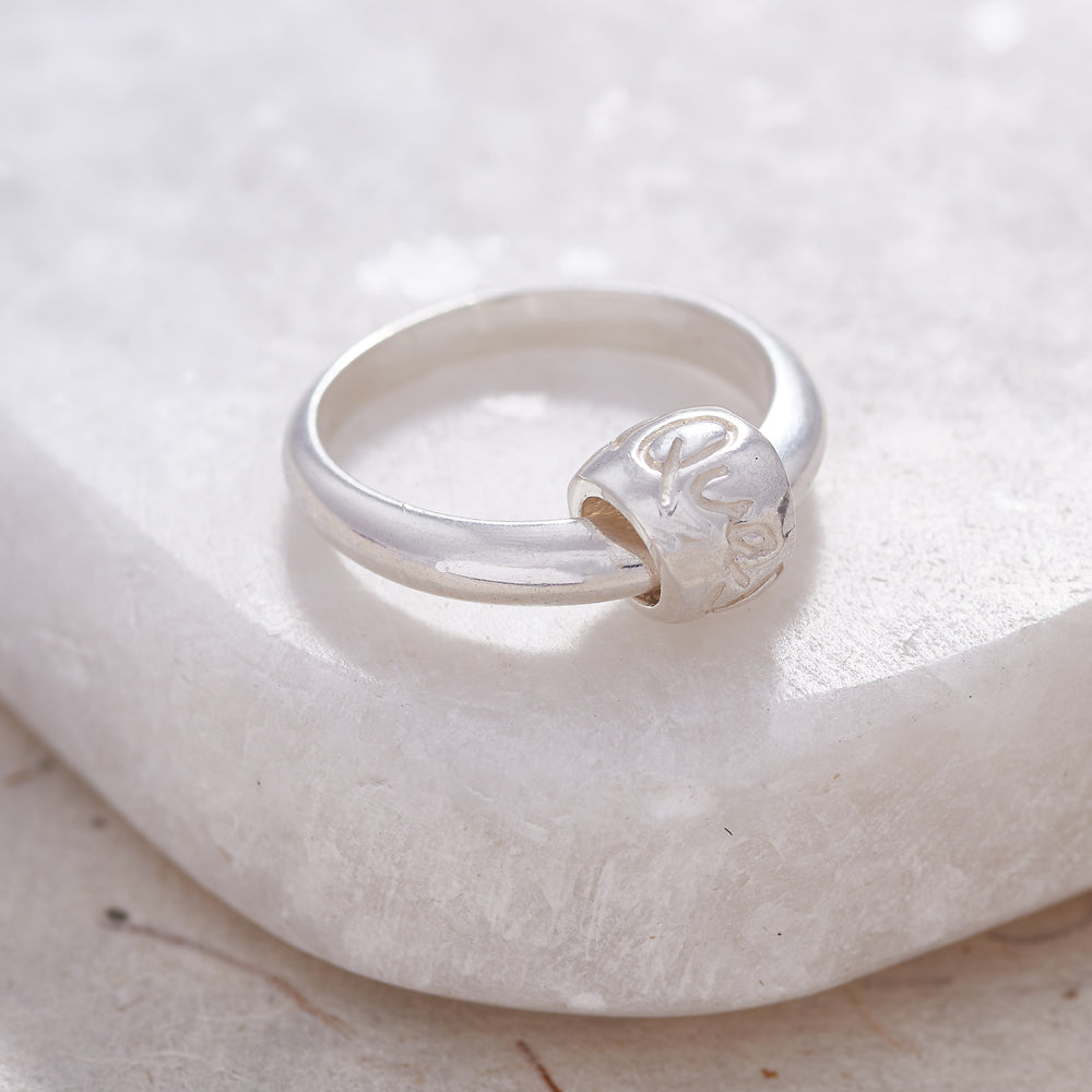 Que Sera Silver Worry bead Ring unique designer Scarlett Jewellery