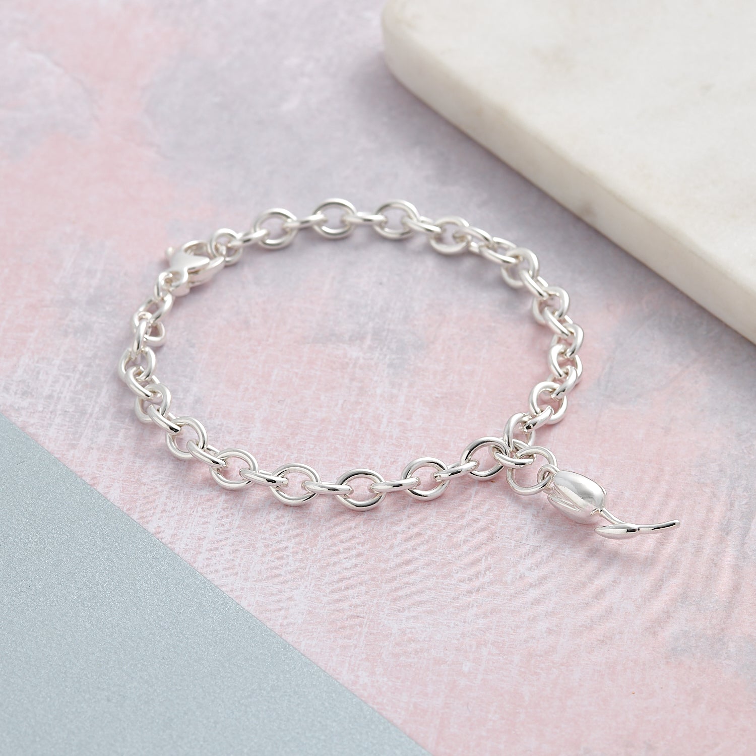 Tulip silver charm bracelet designer Scarlett Jewellery