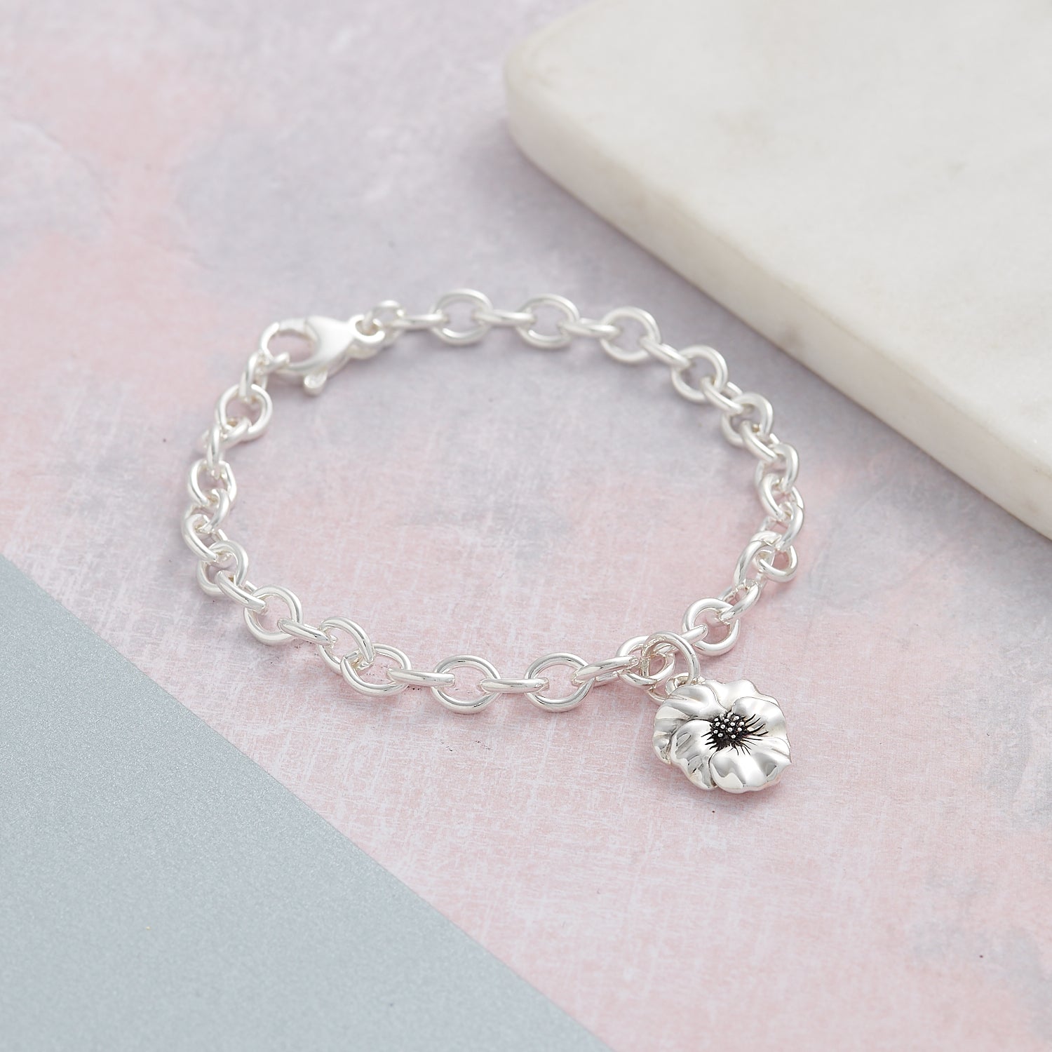 Violet Silver Charm Bracelet Language Of Flowers Jewellery Scarlett Gift For Her