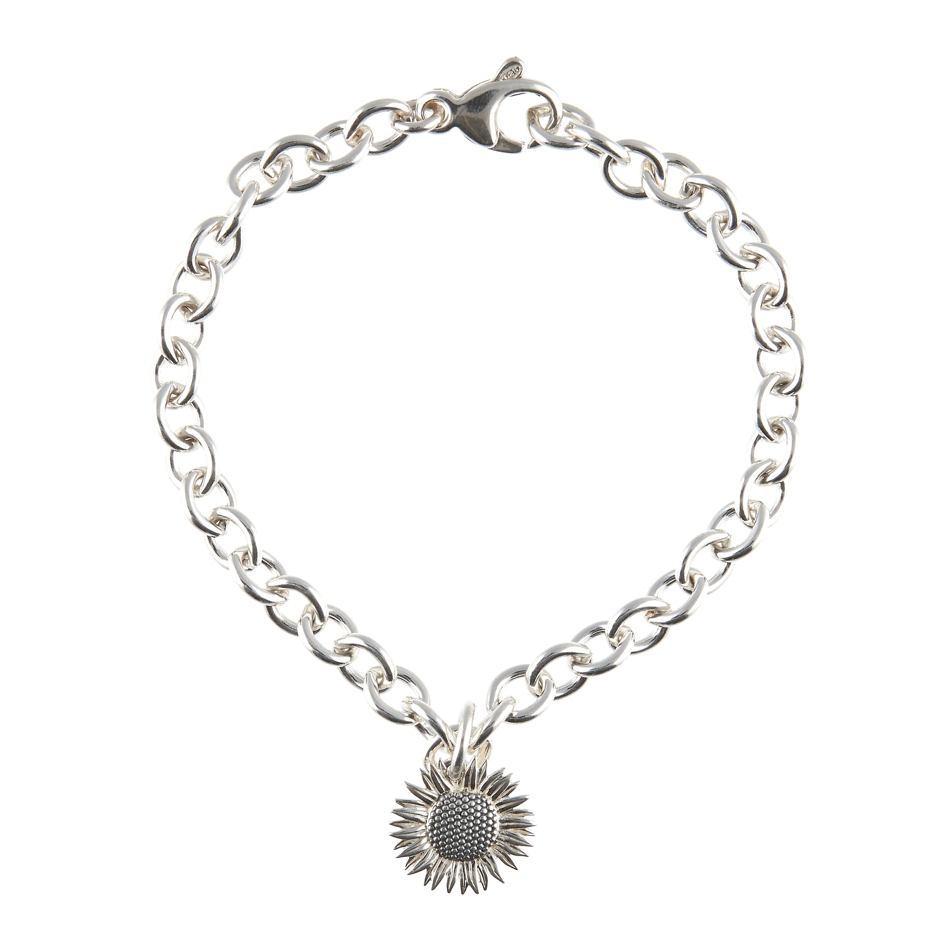 Sunflower Silver Charm Bracelet Solid Sterling adjustable designer bracelet Scarlett Jewellery