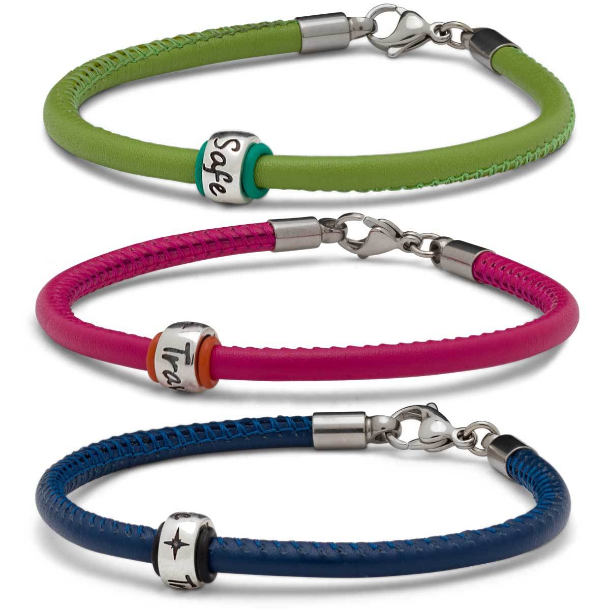 Travel Safe Silver & Italian Stitched Leather Bracelet - alternative travel gift from Off The map Brighton