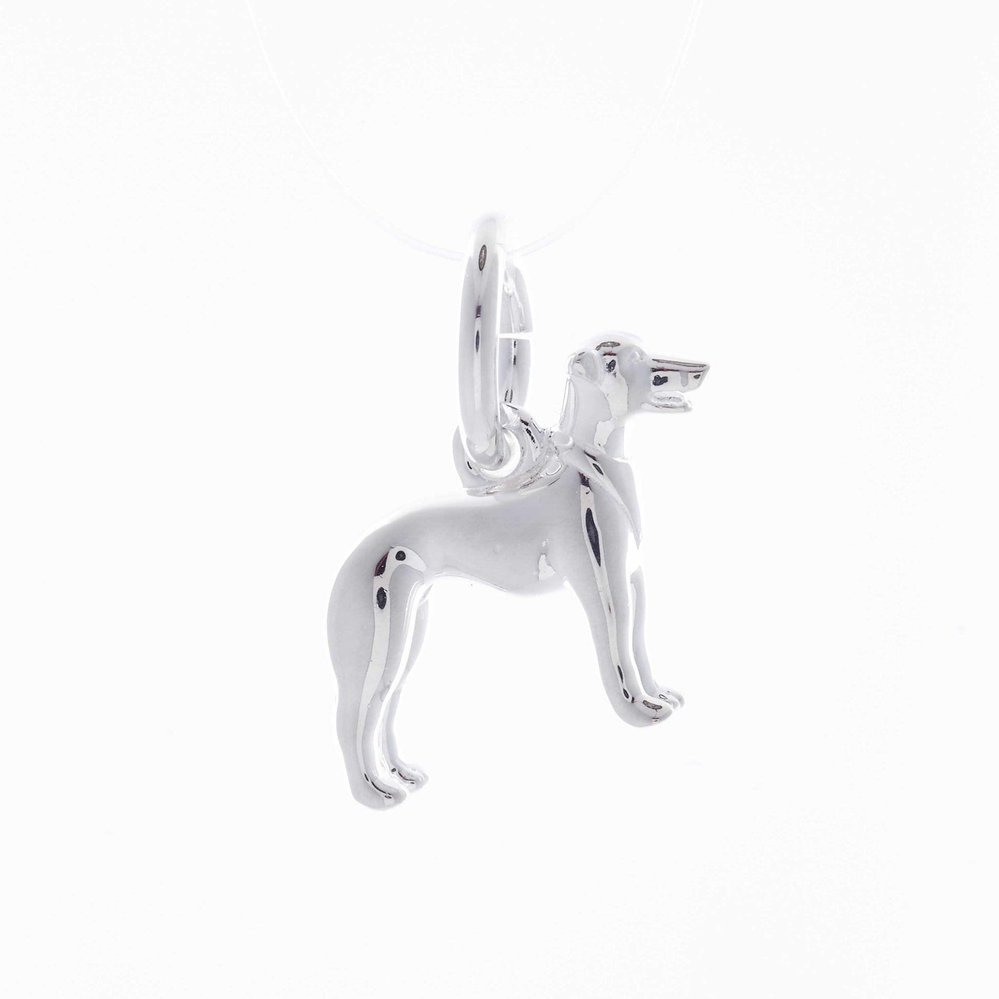 Whippet Greyhound silver dog charm necklace gift for pet loss Scarlett Jewellery UK