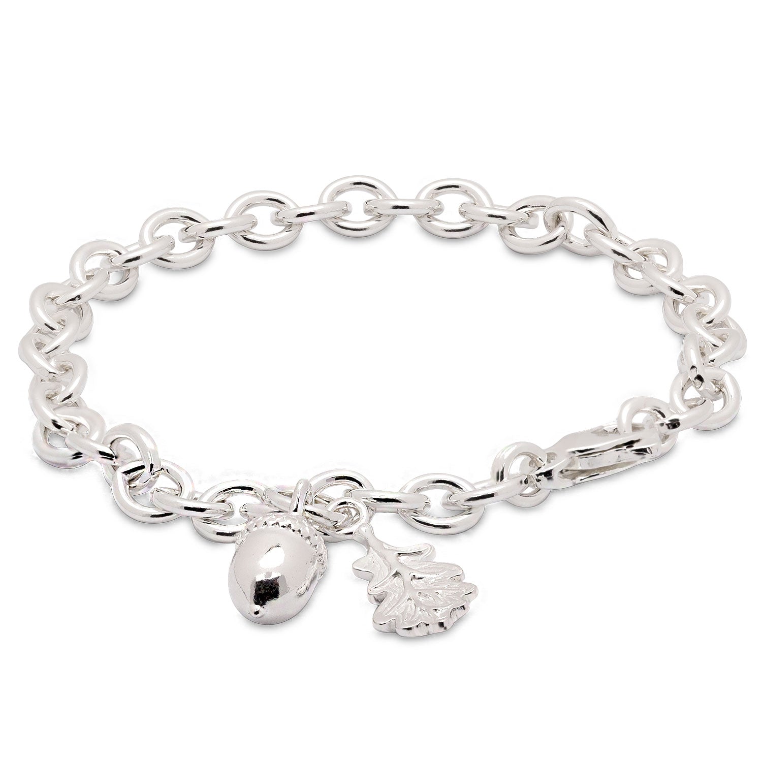 Acorn and oak leaf tiny beginnings christening bracelet Scarlett Jewellery