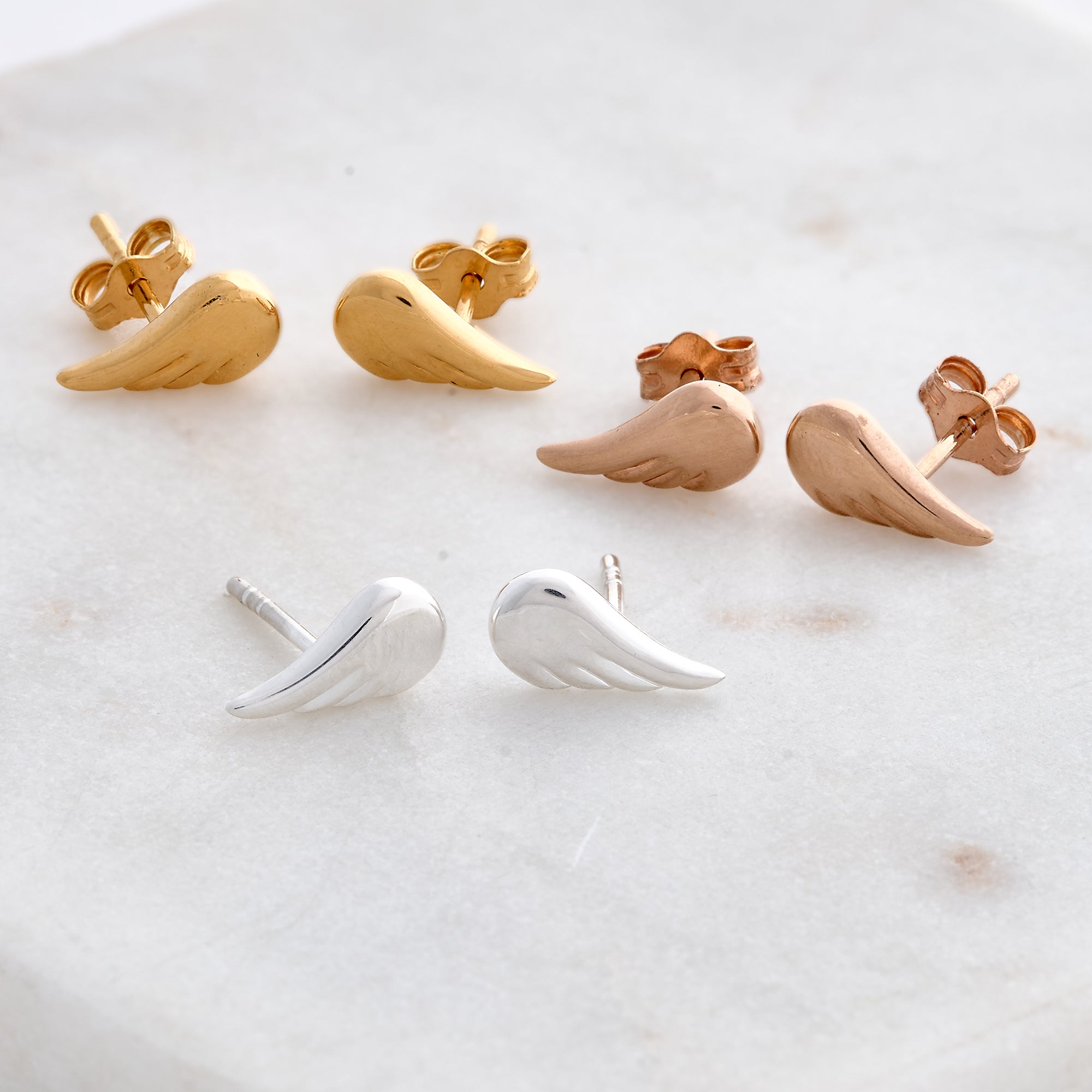 Boucles d'oreilles à tige en forme d'aile d'ange