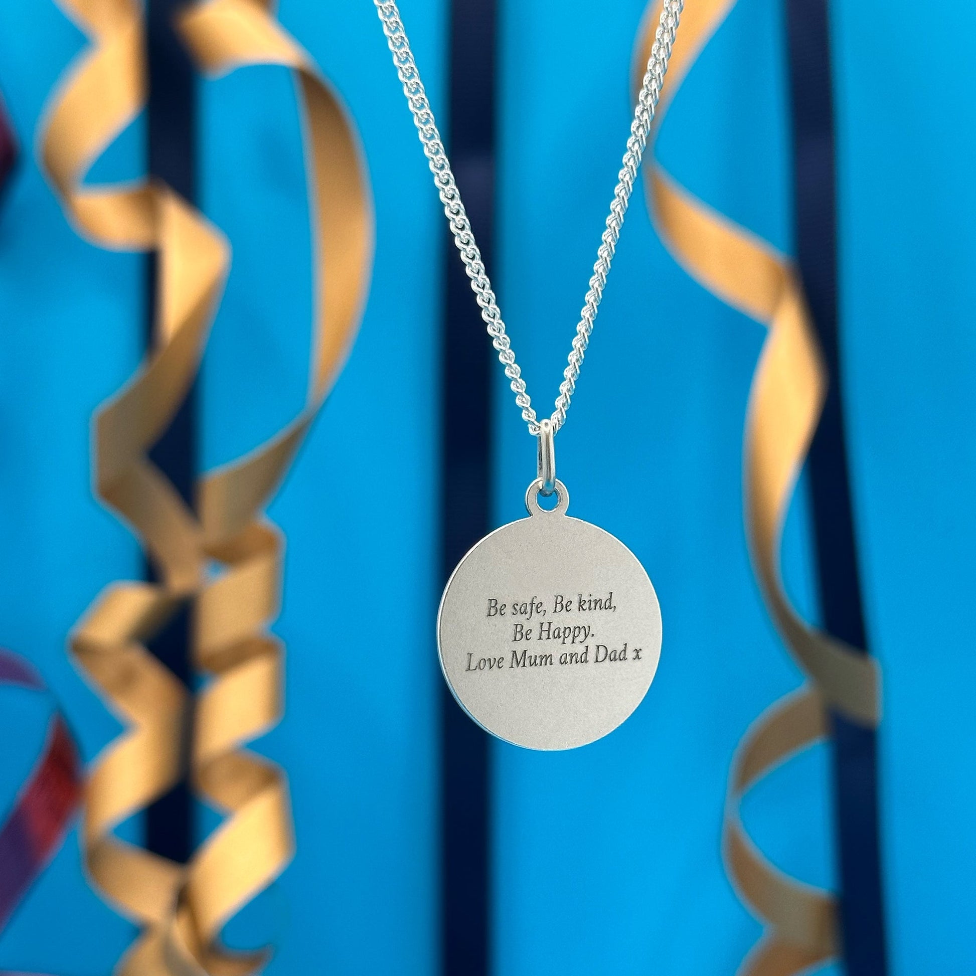 engraved back of antique finish st christopher necklace be kind mum and dad gift for son