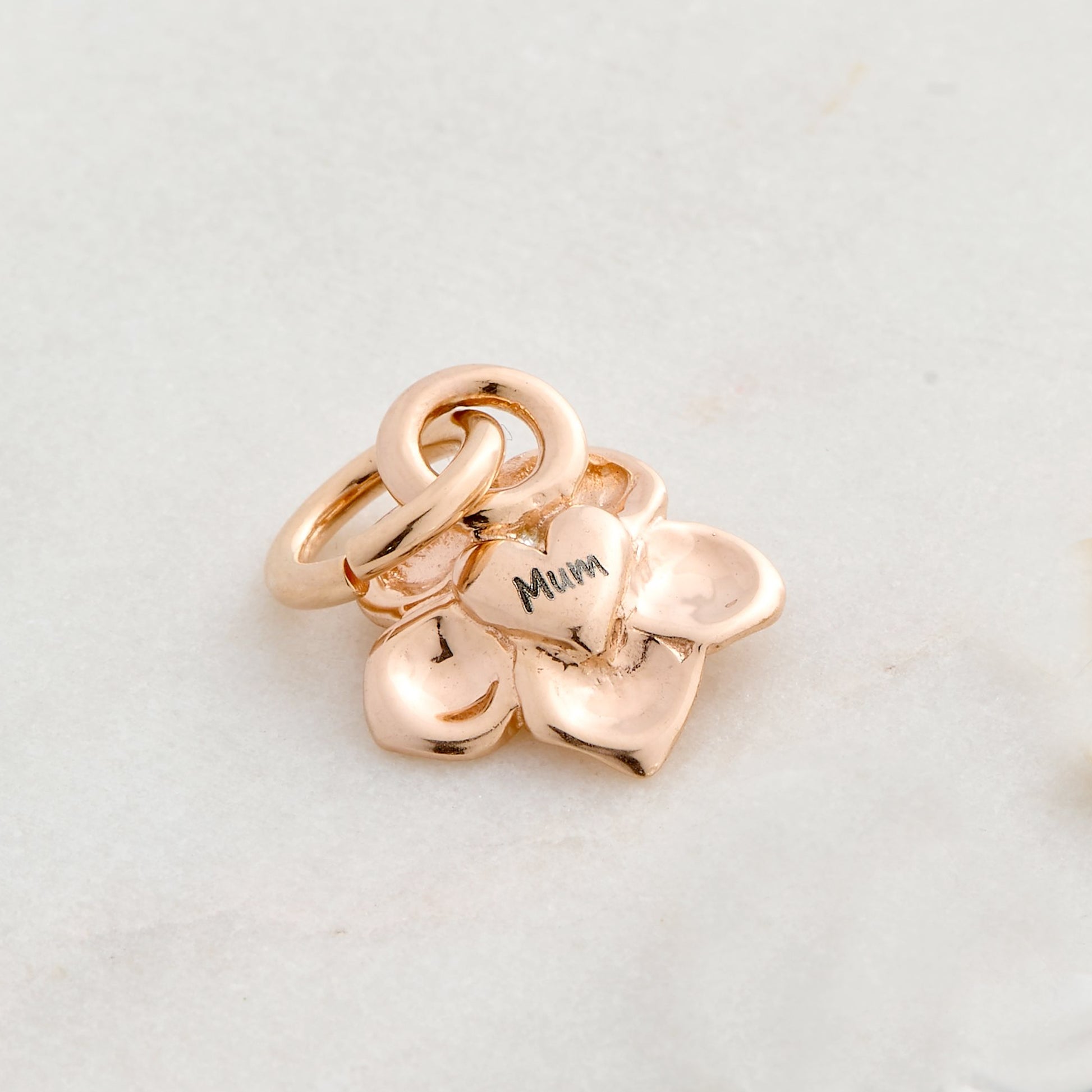 18ct Rose gold vermeil forget me not flower charm scarlett jewellery Brighton UK